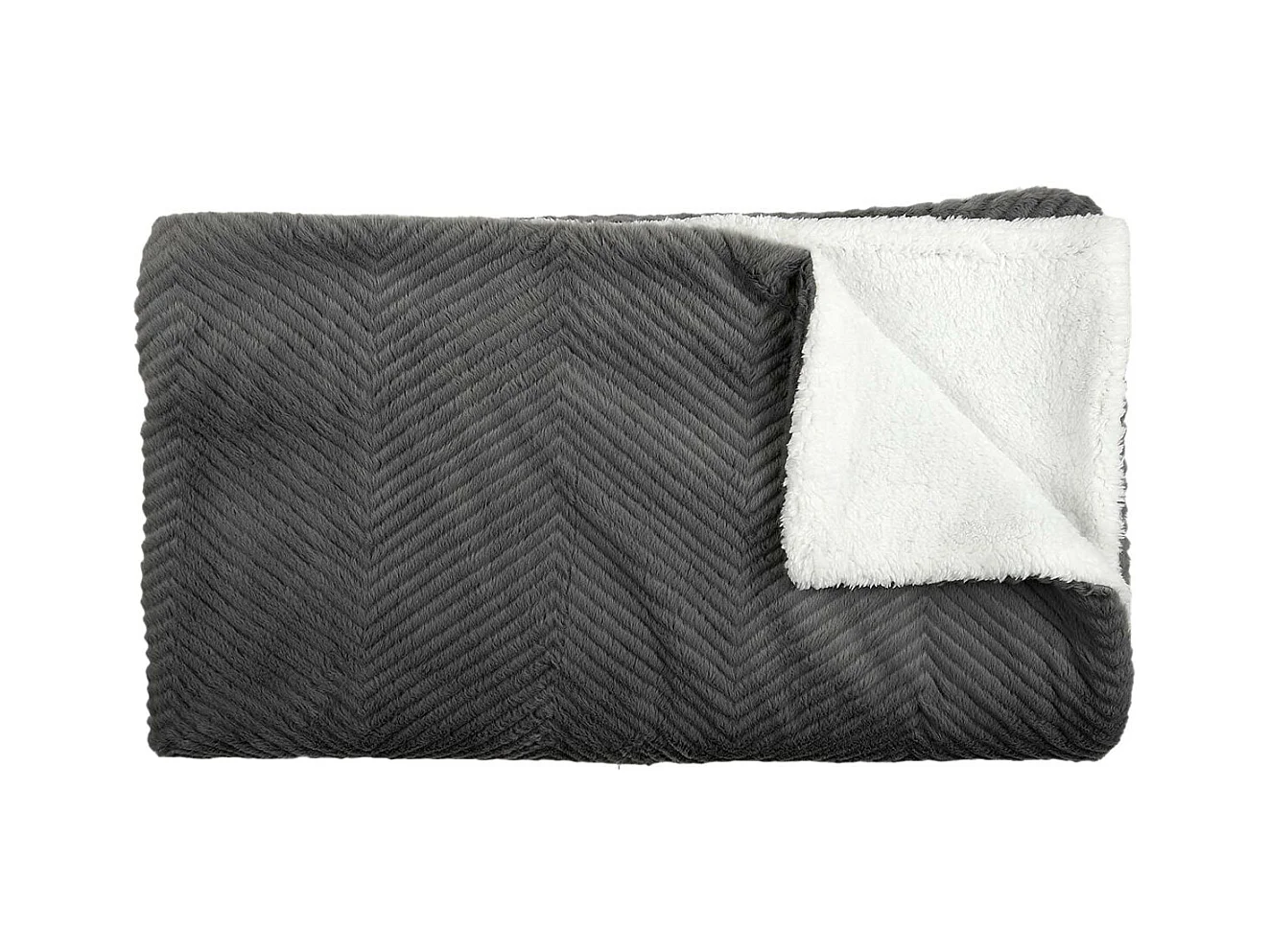 Plaid Ultra Doux 140x200cm Imitation Fourrure Texturée Grise et Sherpa - KATSU