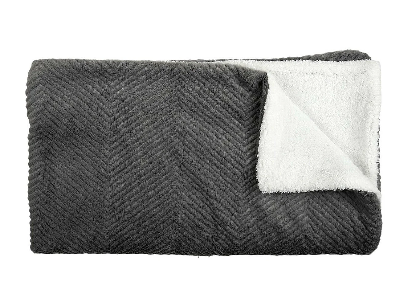 Plaid Ultra Doux 140x200cm Imitation Fourrure Texturée Grise et Sherpa - KATSU