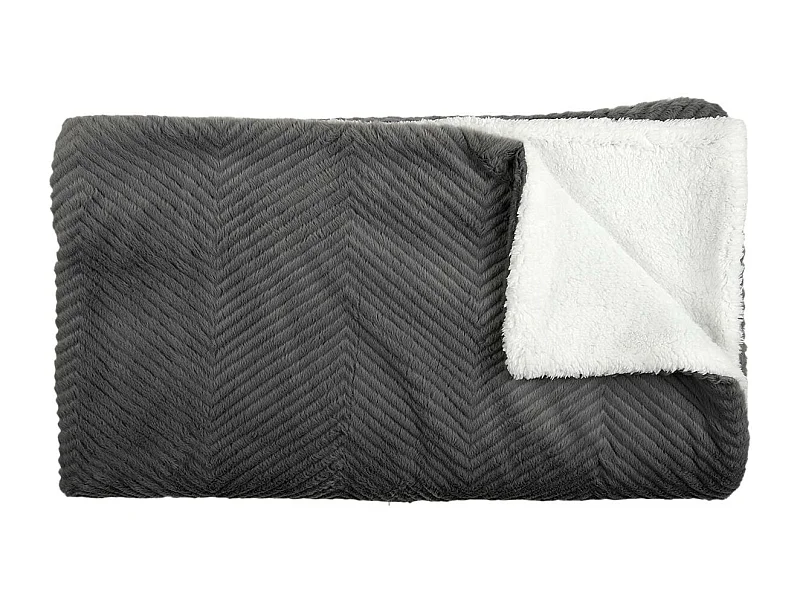 Plaid Ultra Doux 140x200cm Imitation Fourrure Texturée Grise et Sherpa - KATSU