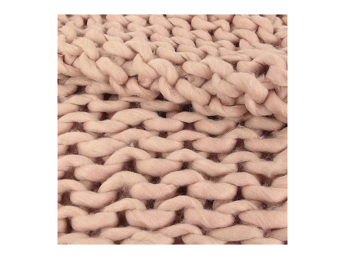 Plaid Chunky 120x150cm Grosse Maille Tressée Coloris Rose - LOTOV