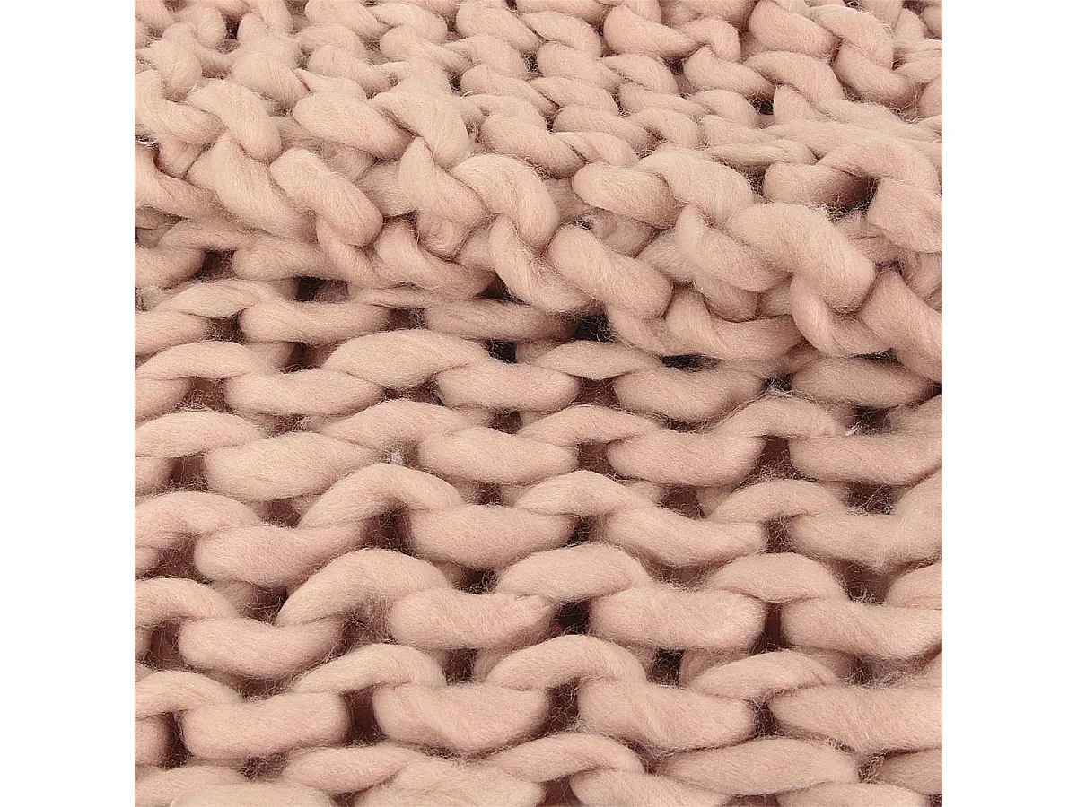 Plaid Chunky 120x150cm Grosse Maille Tressée Coloris Rose - LOTOV