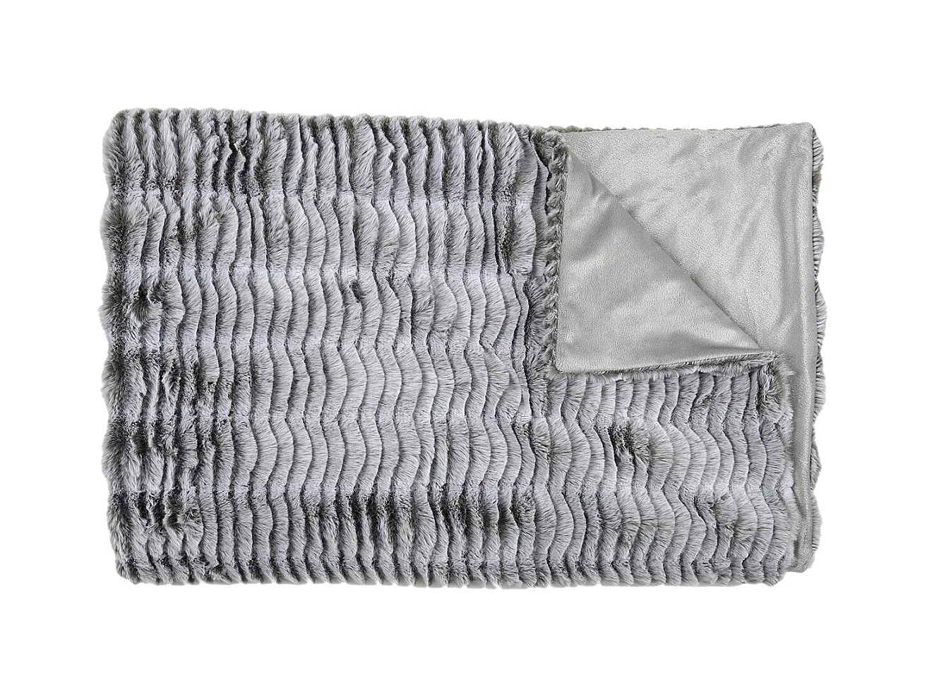 Plaid Ultra Doux 120x150cm Imitation Fourrure Vague Coloris Gris - FLUFFY