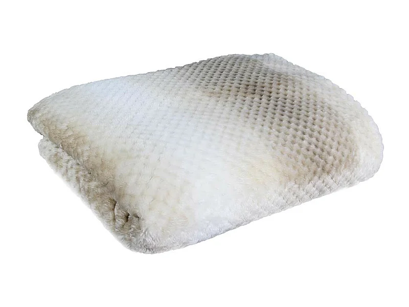 Plaid Ultra Doux 150x200cm Nid d'Abeille Dégradé Taupe Blanc - GAYA