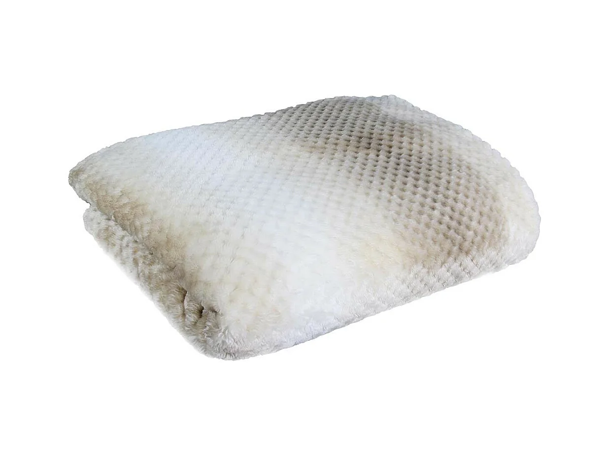 Plaid Ultra Doux 150x200cm Nid d'Abeille Dégradé Taupe Blanc - GAYA