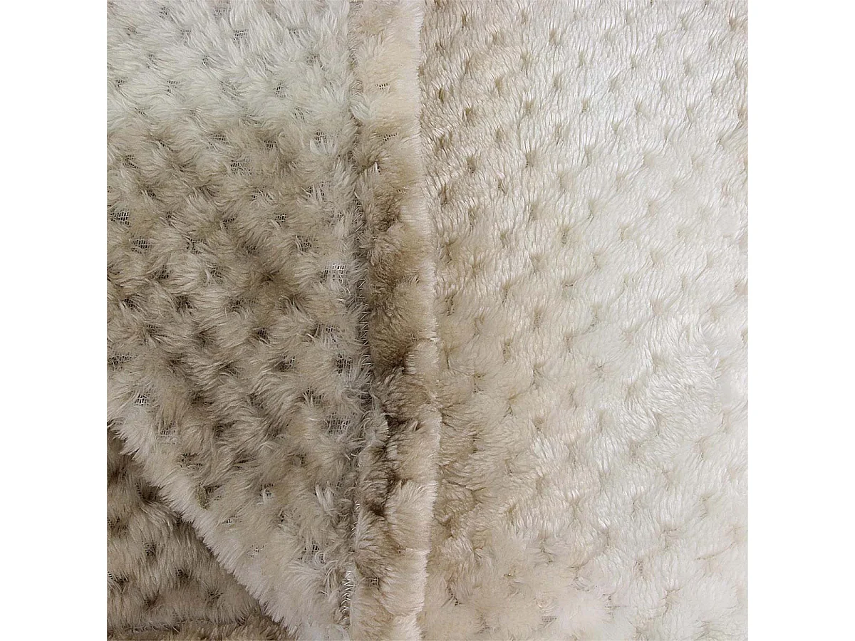 Plaid Ultra Doux 150x200cm Nid d'Abeille Dégradé Taupe Blanc - GAYA