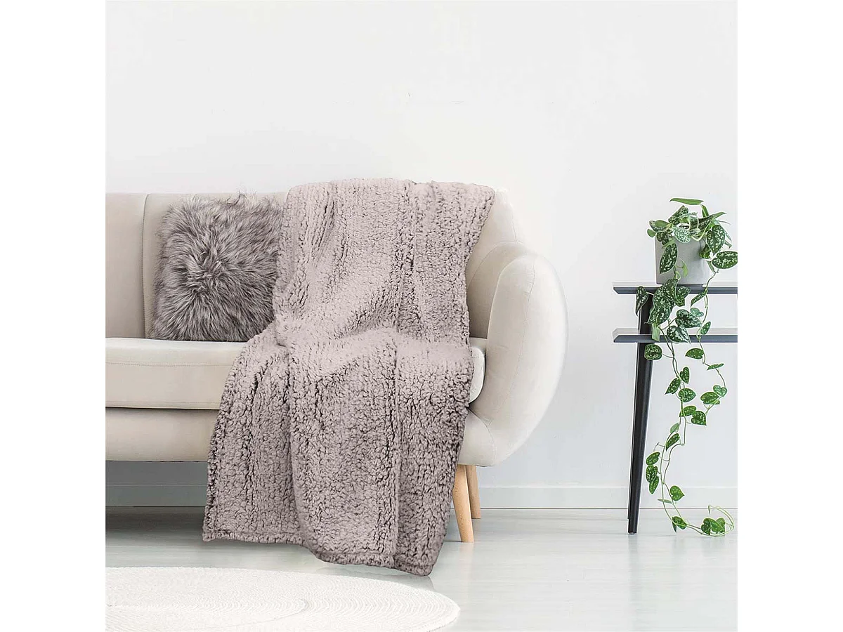 Plaid Ultra Doux 120x150cm Sherpa Gris - FLOKI