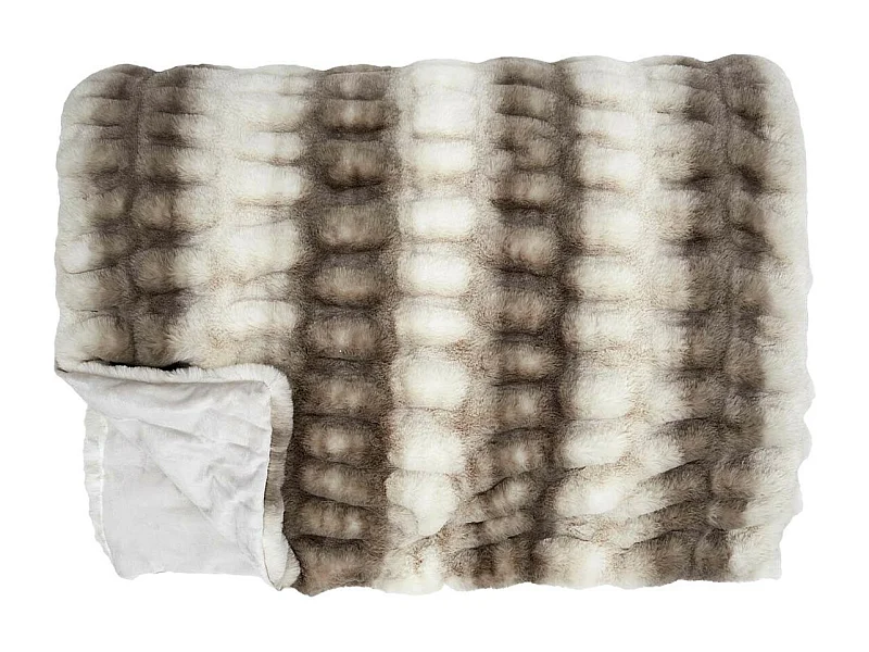Plaid Ultra Doux 140x200cm Imitation Fourrure Texturée Marron et Crème - ICONIC