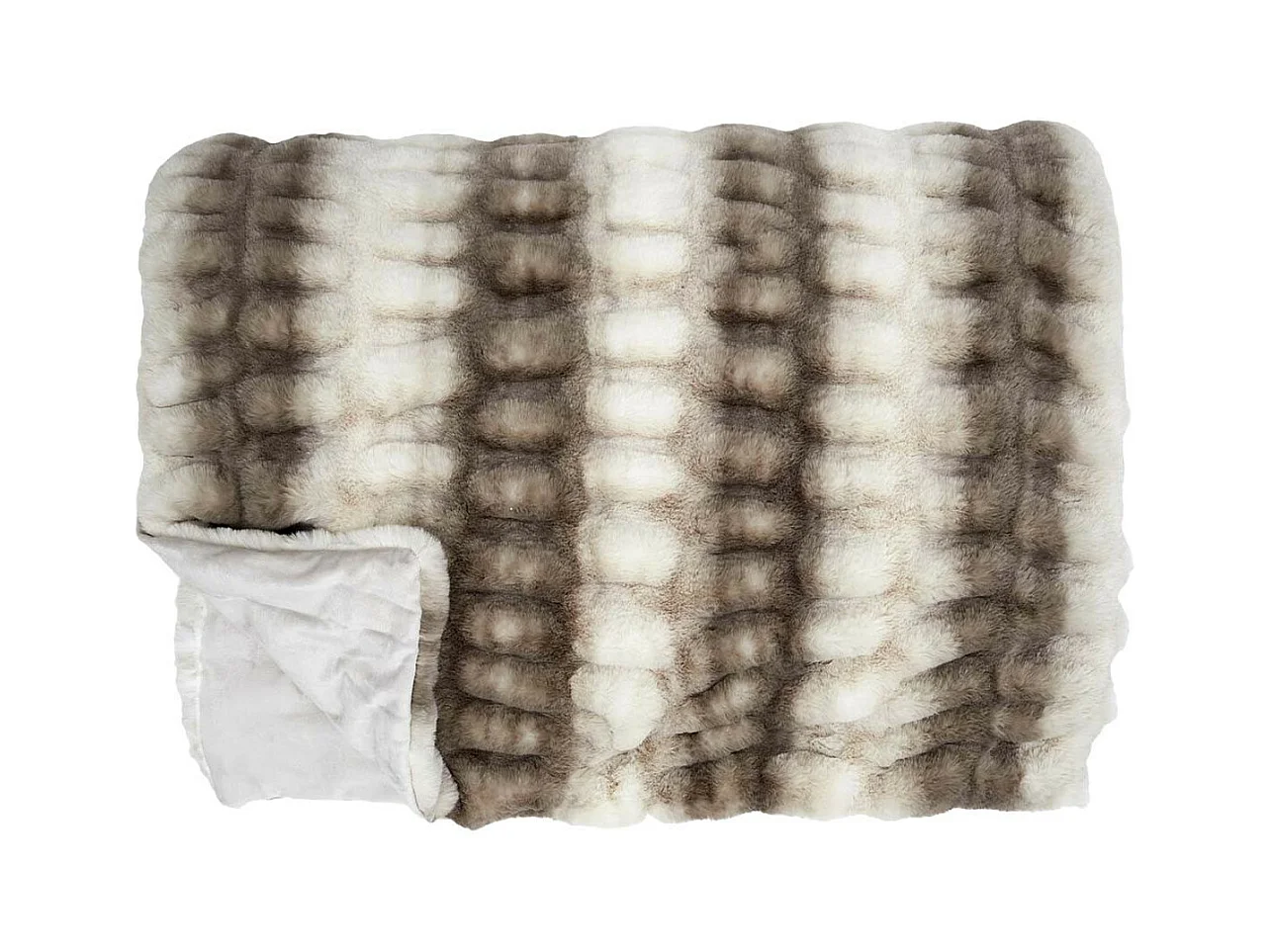 Plaid Ultra Doux 140x200cm Imitation Fourrure Texturée Marron et Crème - ICONIC