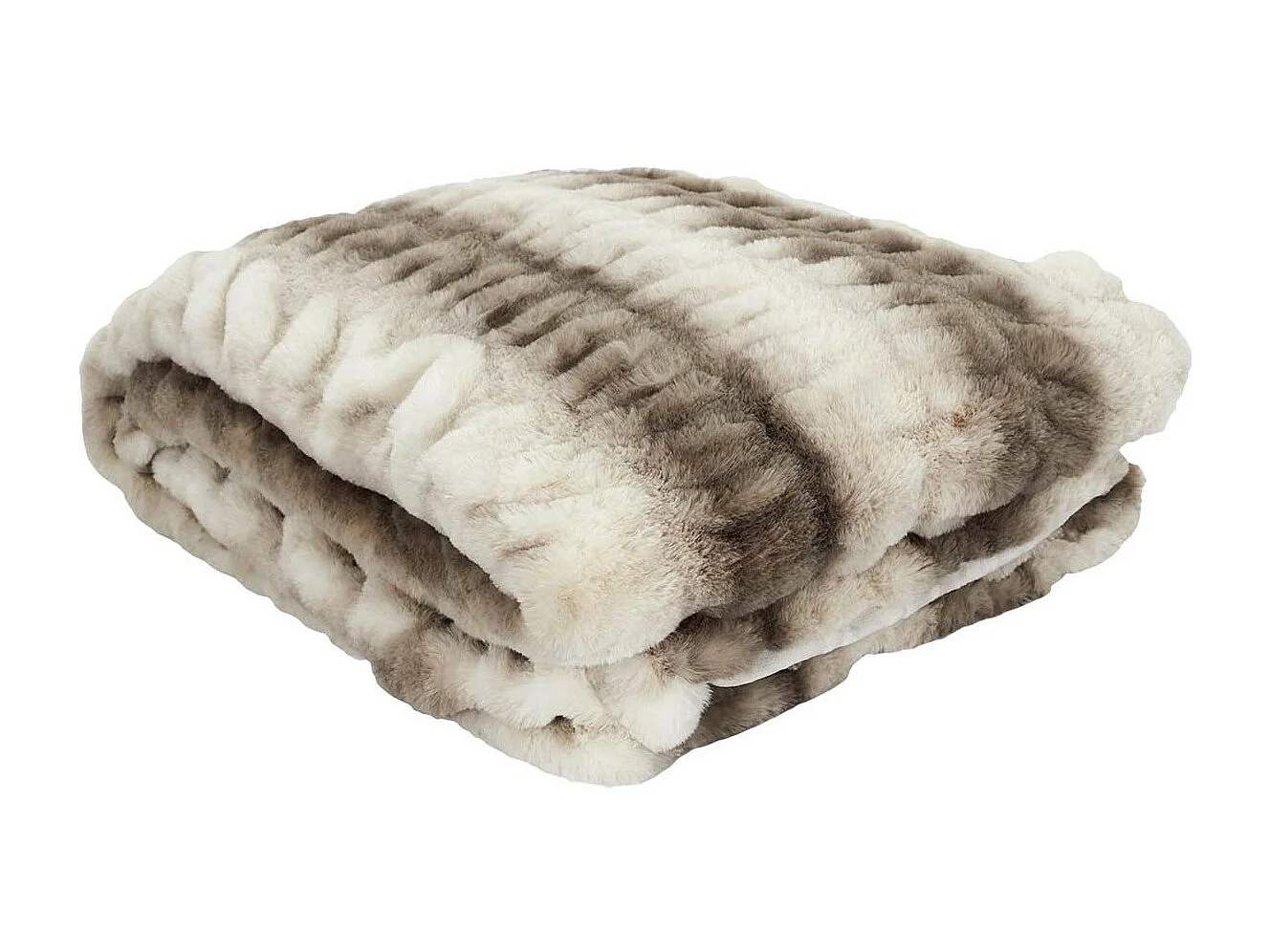 Plaid Ultra Doux 140x200cm Imitation Fourrure Texturée Marron et Crème - ICONIC