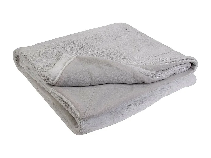 Plaid Ultra Doux 140x200cm Imitation Fourrure Grise - MEGALY
