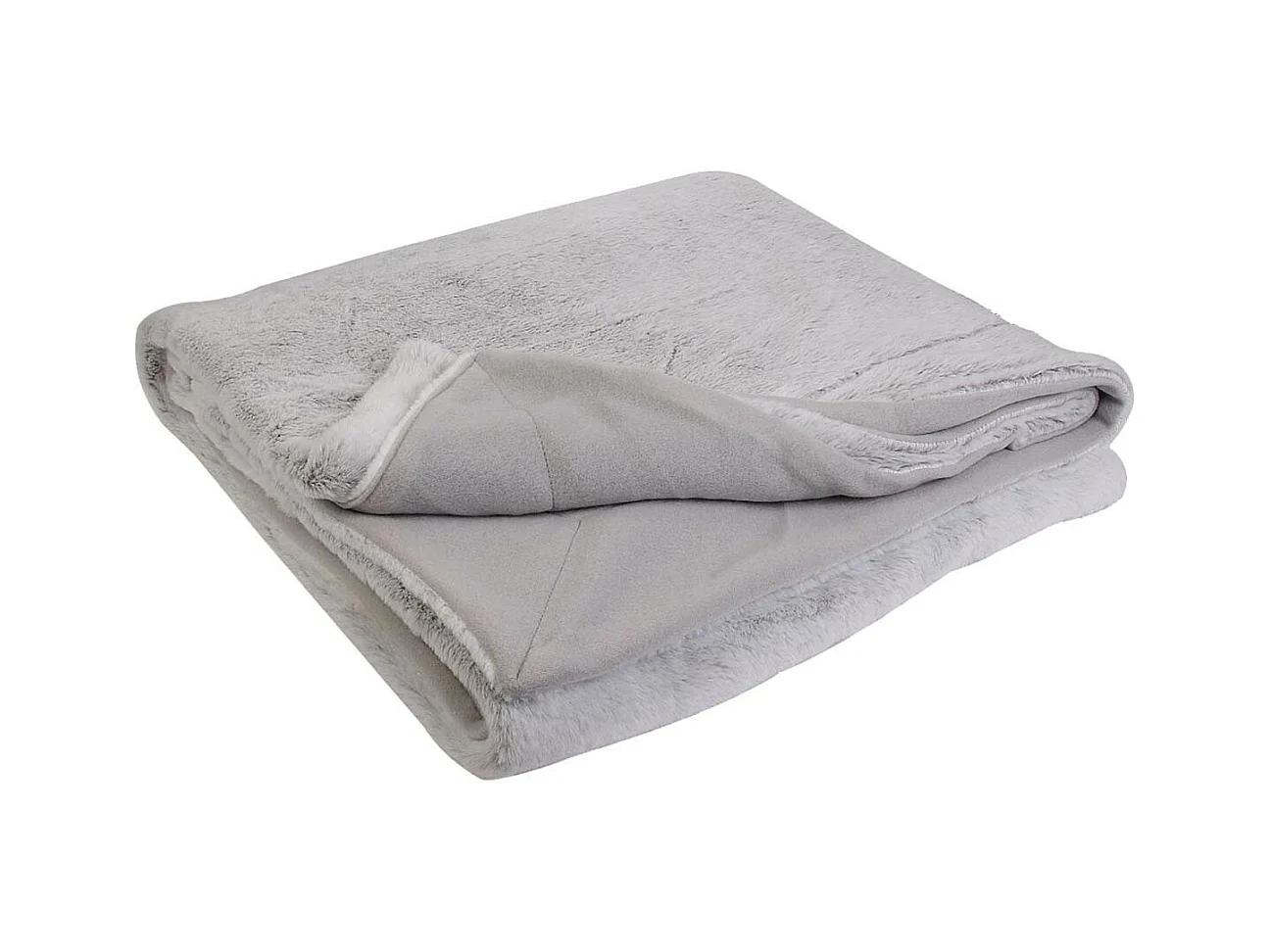 Plaid Ultra Doux 140x200cm Imitation Fourrure Grise - MEGALY