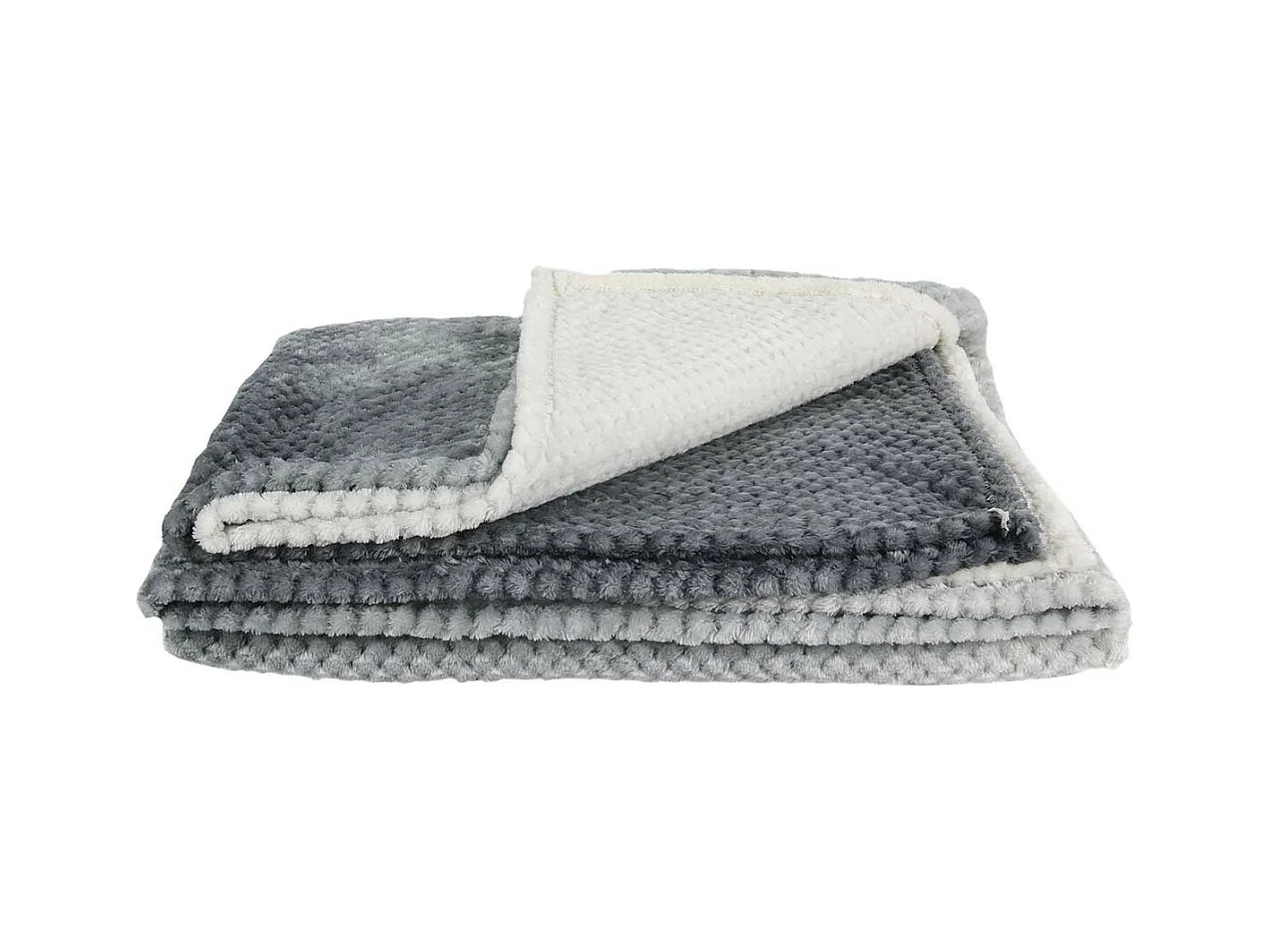 Plaid Ultra Doux 150x200cm Nid d'Abeille Dégradé Gris Blanc - GAYA