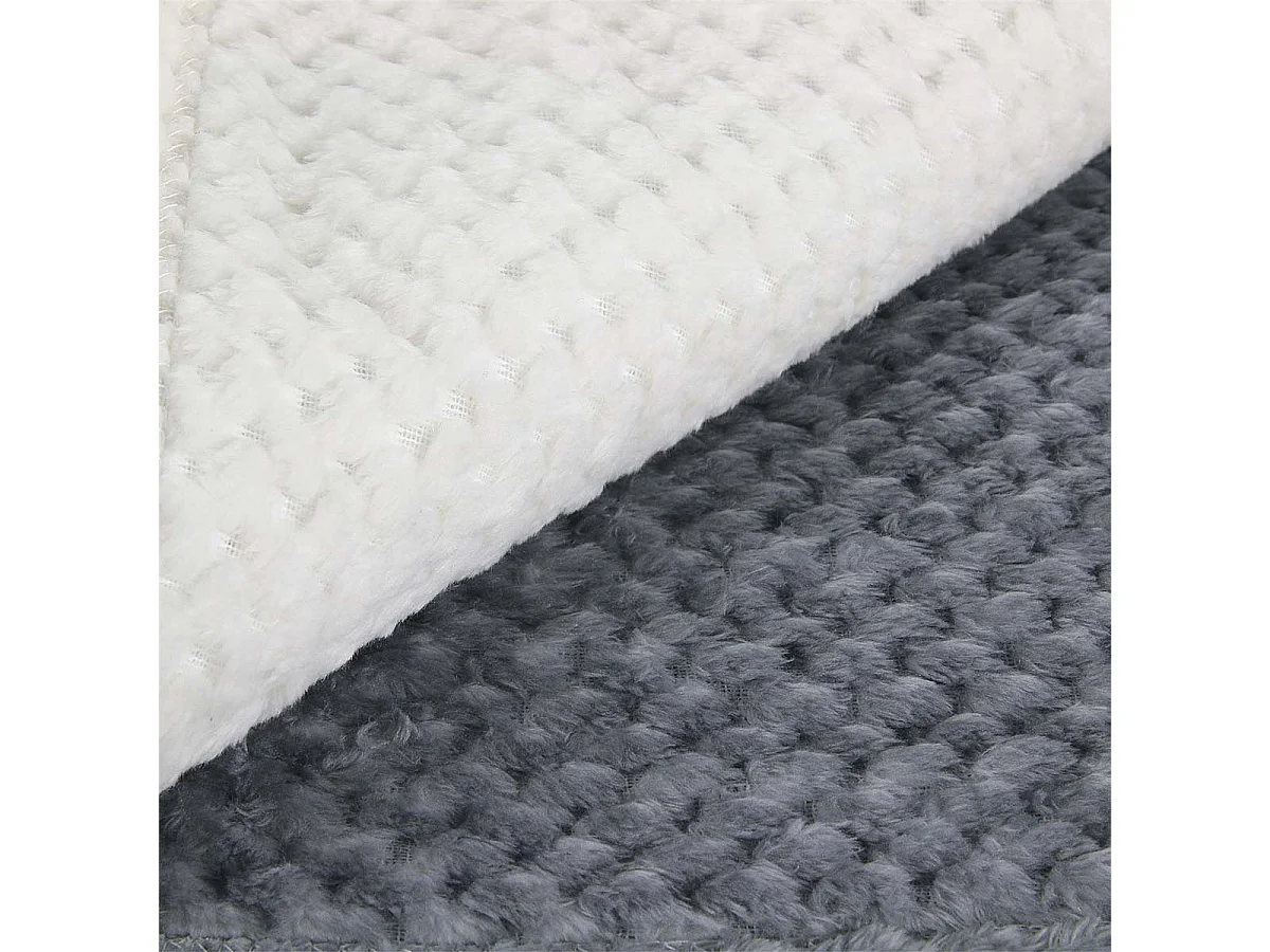 Plaid Ultra Doux 150x200cm Nid d'Abeille Dégradé Gris Blanc - GAYA