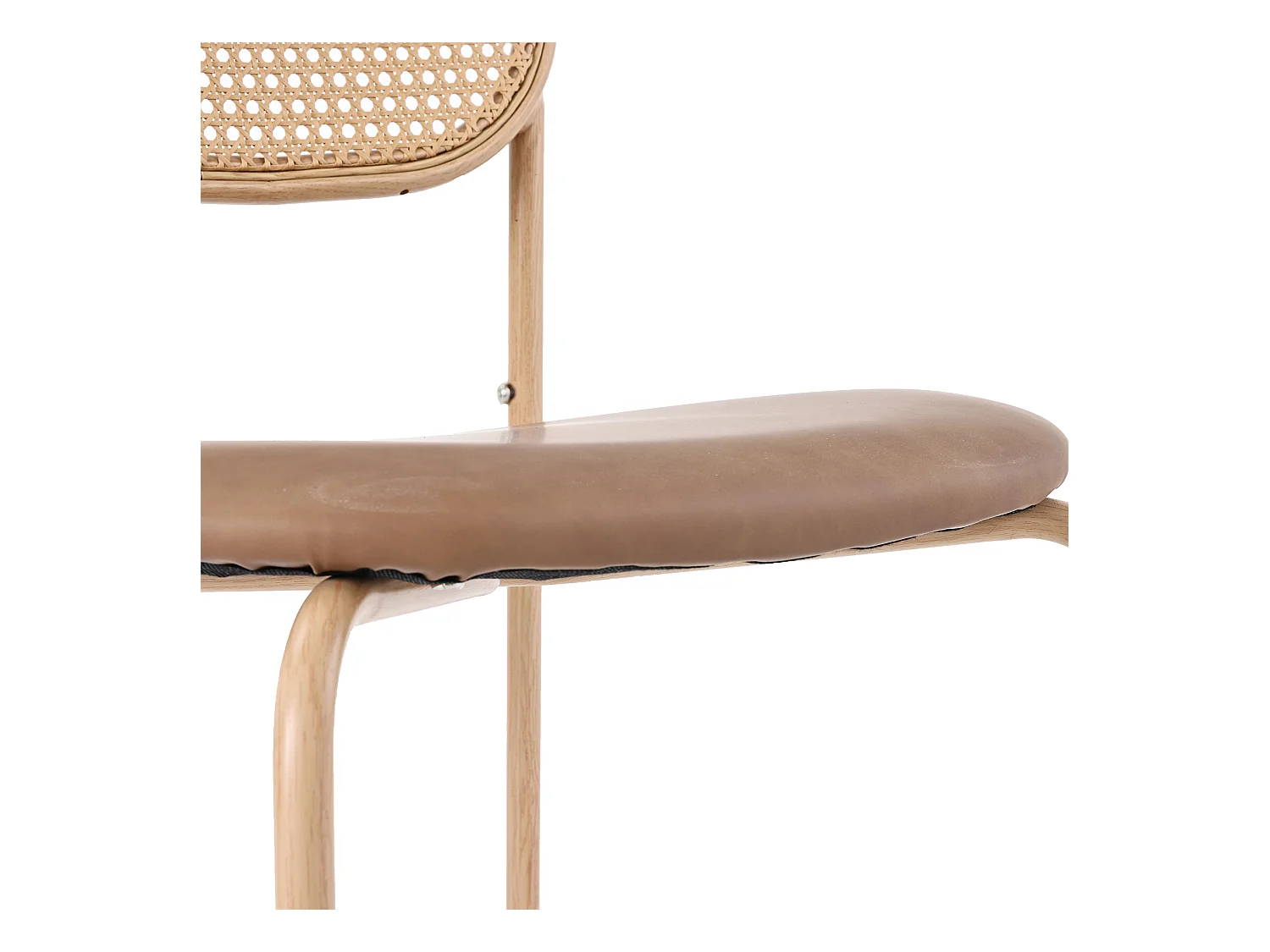 Lot de 4 chaises en rotin et Assise rembourrée en PU, marron