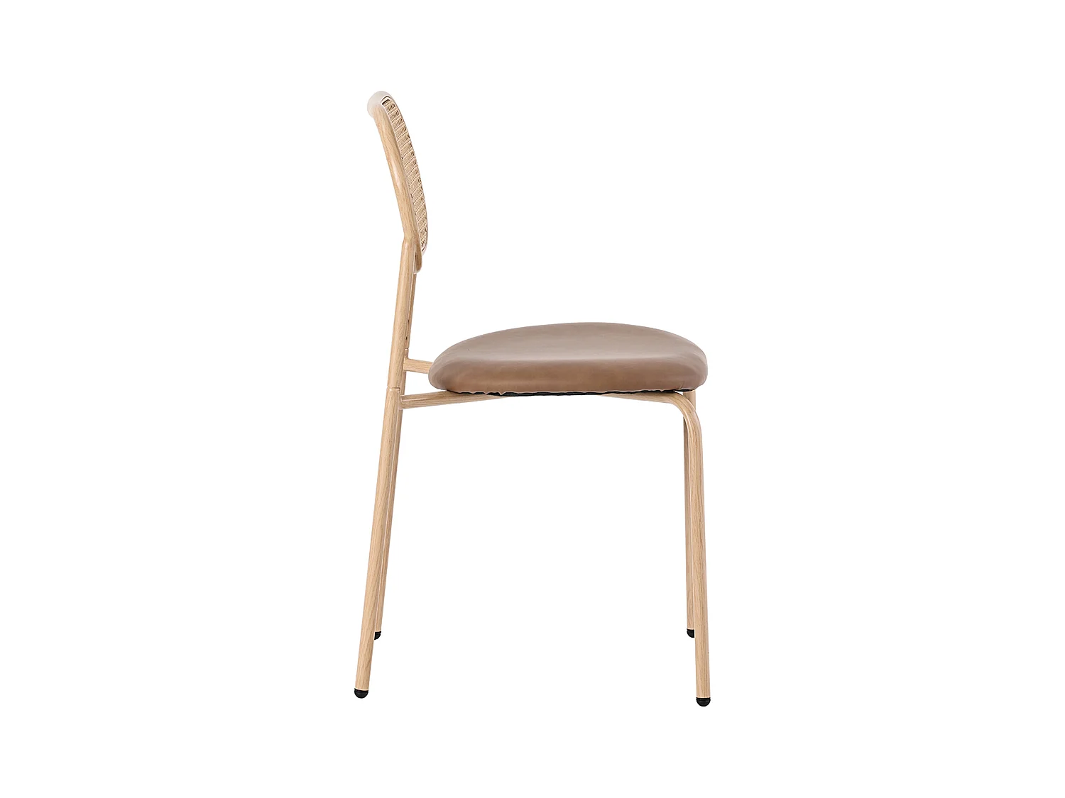 Lot de 4 chaises en rotin et Assise rembourrée en PU, marron