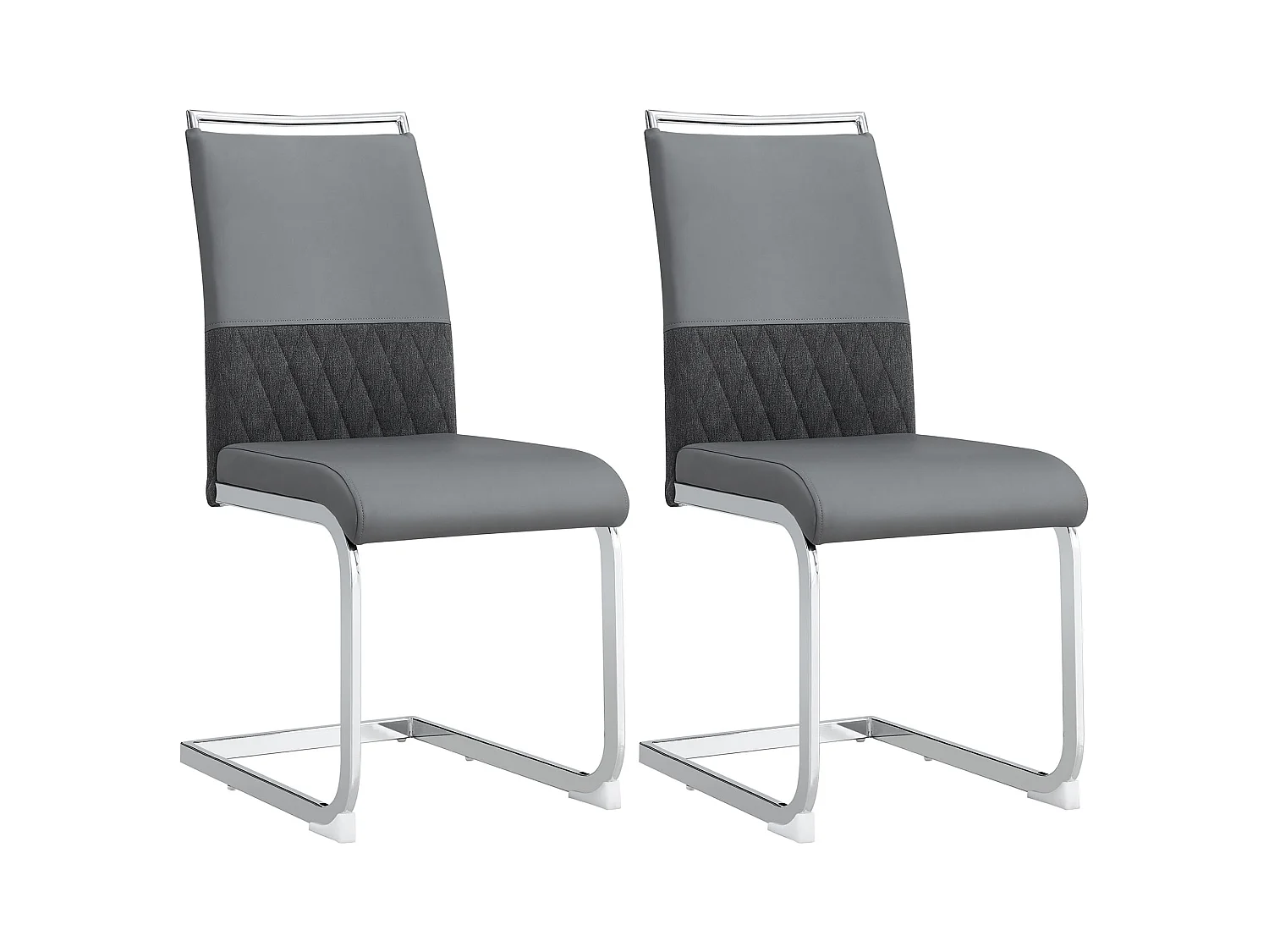 Lot de 2 chaises cantilever avec Assise rembourrée en PU, gris