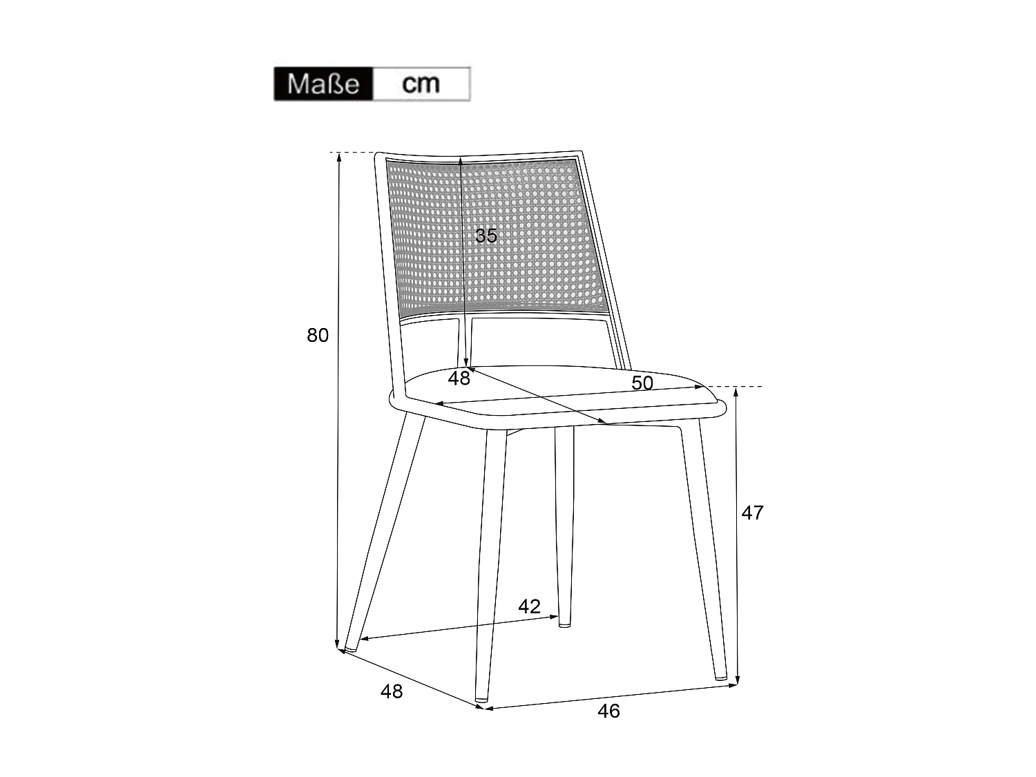 Lot de 2 chaises en rotin et Assise rembourrée en PU, beige