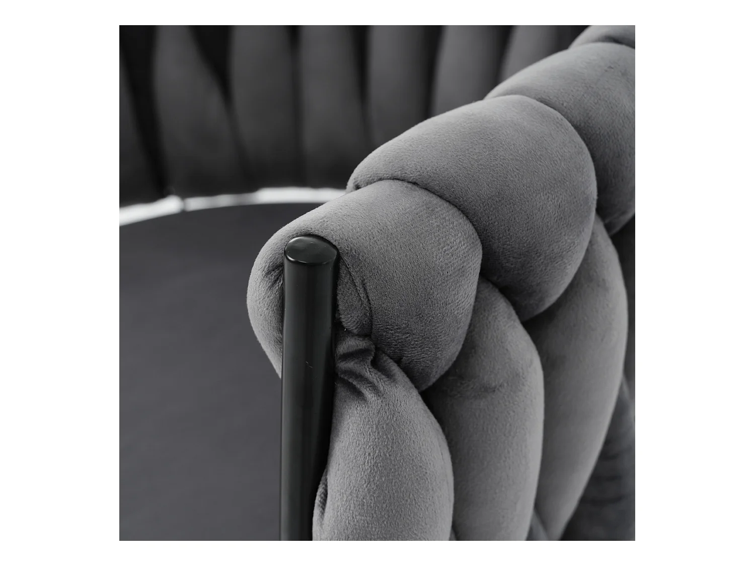 Lot de 2 chaises pivotantes avec accoudoirs en velours gris et métal noir