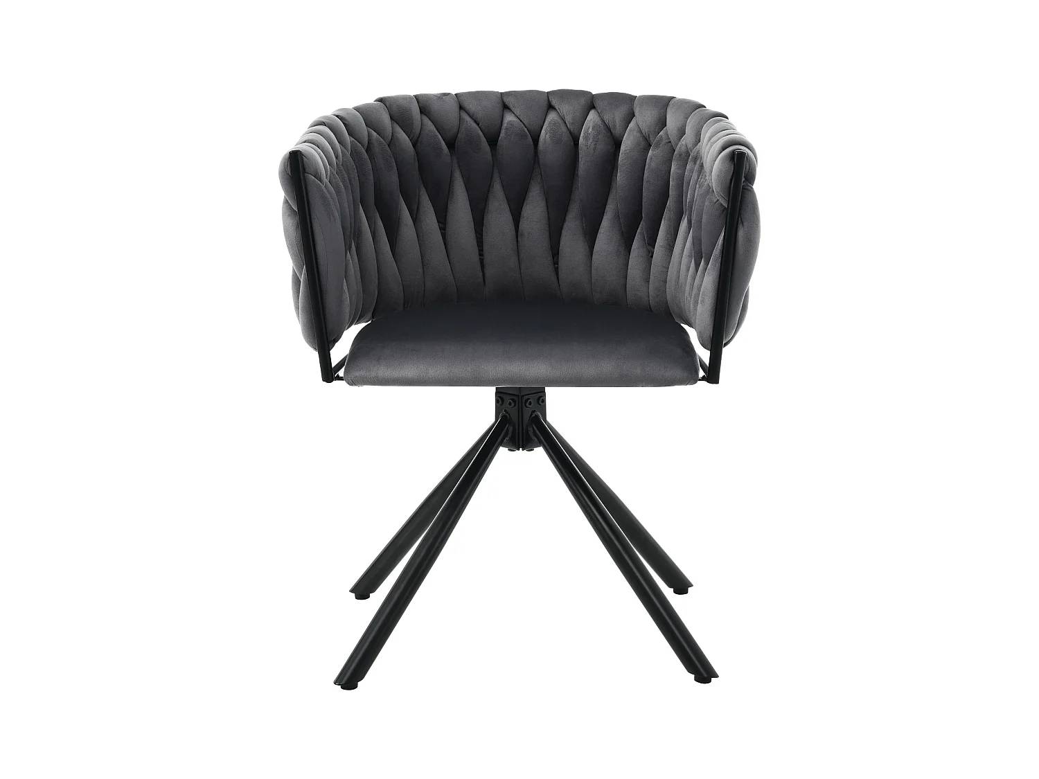 Lot de 2 chaises pivotantes avec accoudoirs en velours gris et métal noir