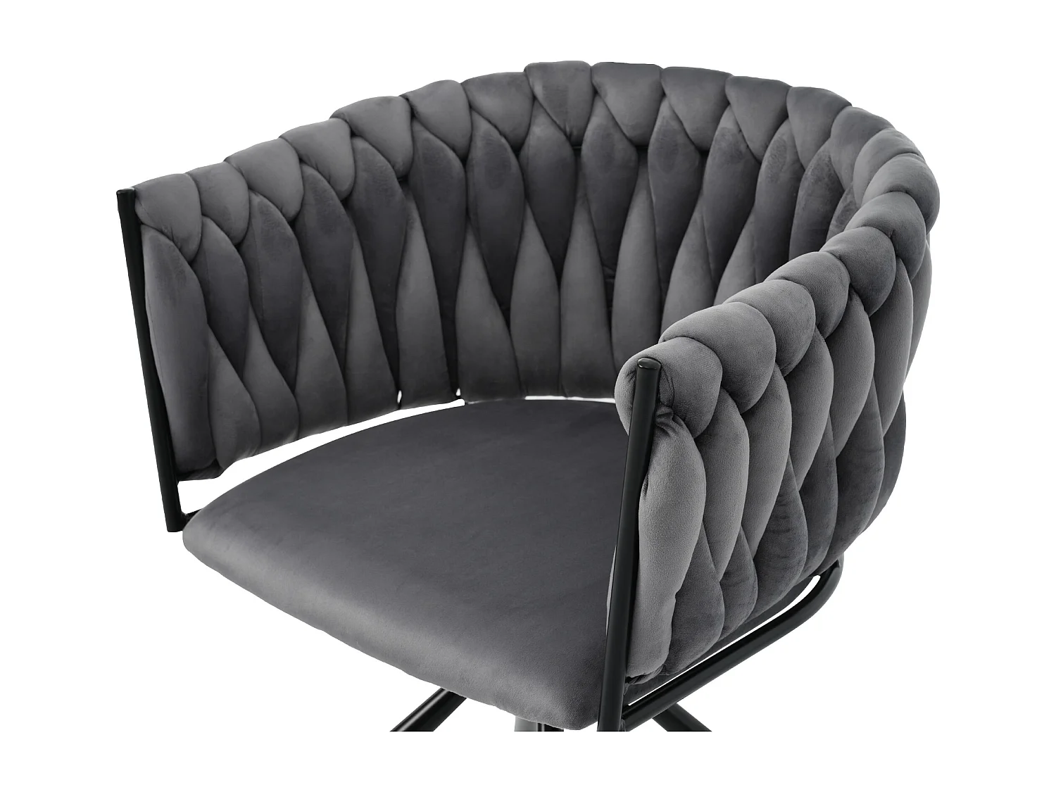 Lot de 2 chaises pivotantes avec accoudoirs en velours gris et métal noir