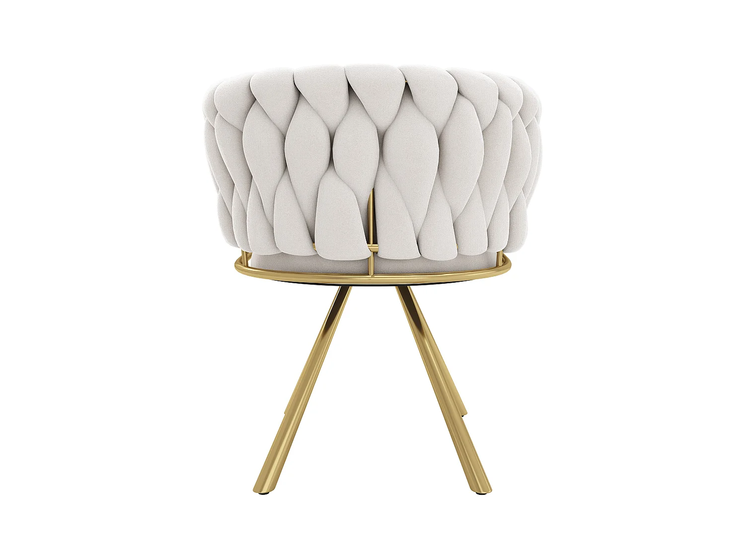 Lot de 2 chaises pivotantes avec accoudoirs en velours beige et métal doré