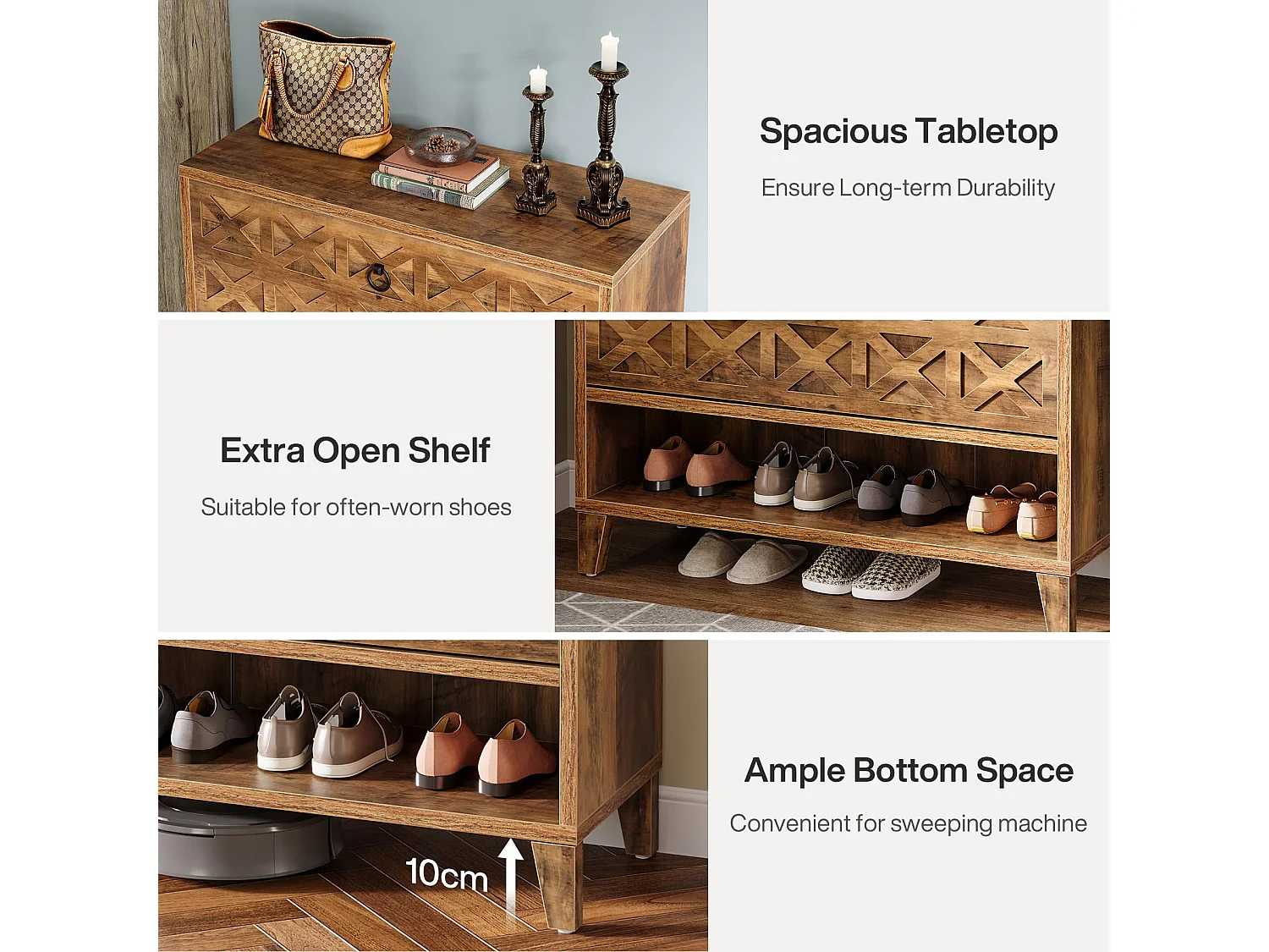 Meuble à chaussures avec 2 tiroirs à rabat, meuble de rangement, 20 paires d'armoires , 80x24x110 cm