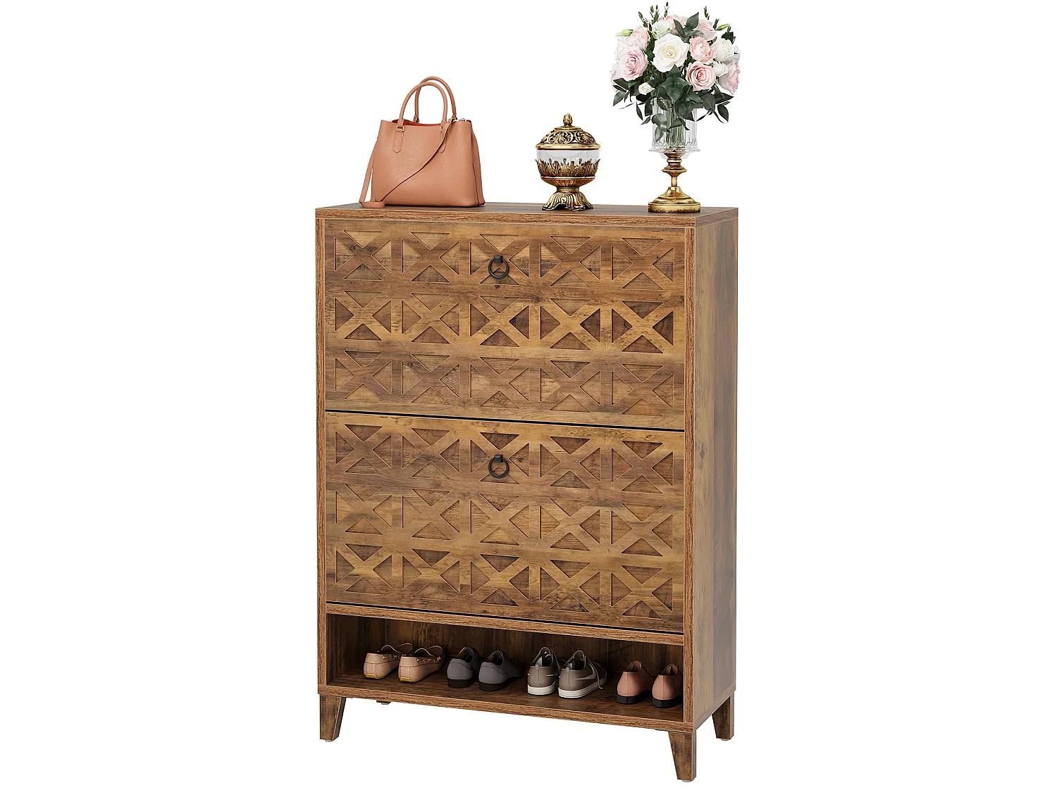 Meuble à chaussures avec 2 tiroirs à rabat, meuble de rangement, 20 paires d'armoires , 80x24x110 cm