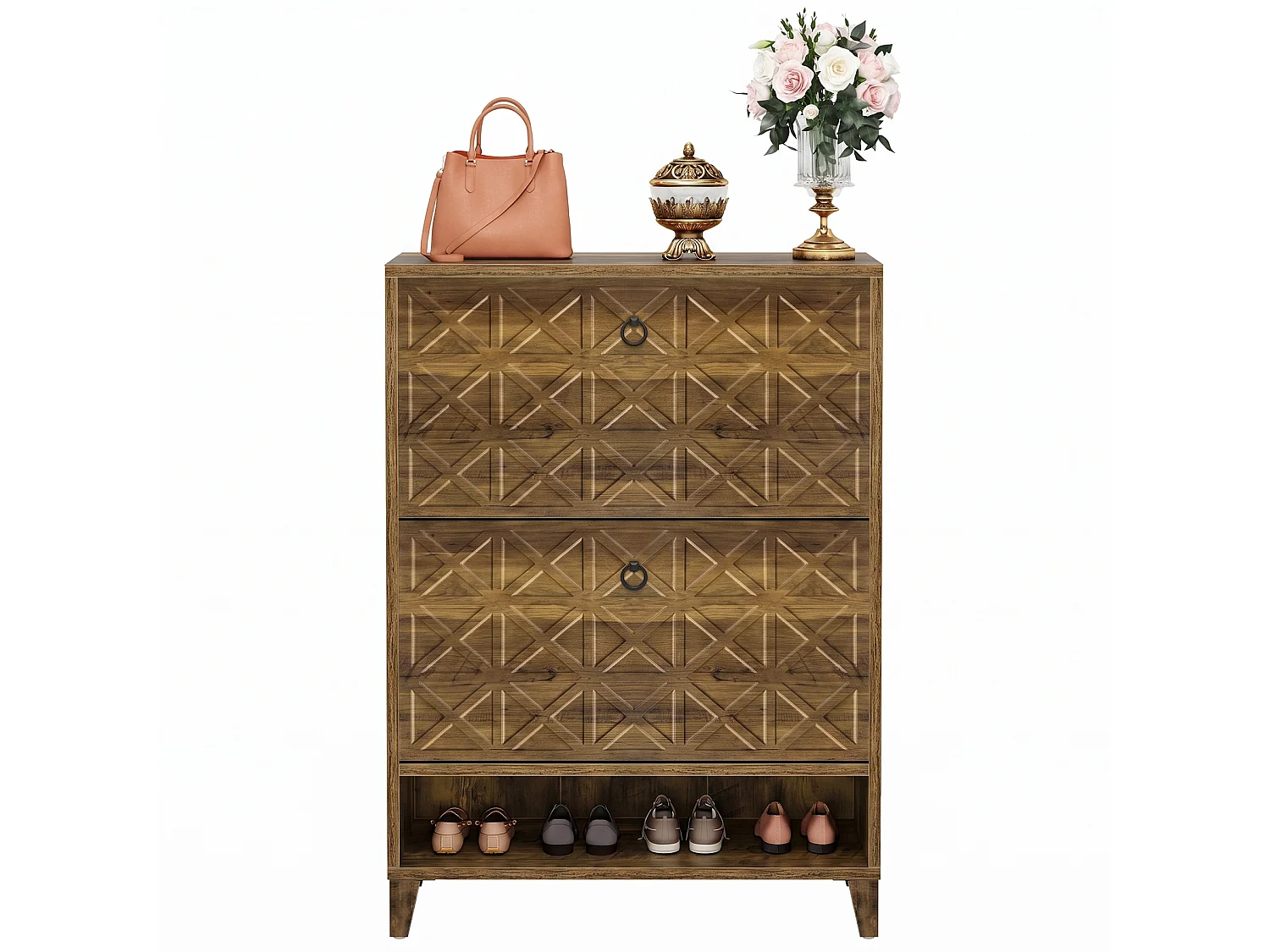 Meuble à chaussures avec 2 tiroirs à rabat, meuble de rangement, 20 paires d'armoires , 80x24x110 cm