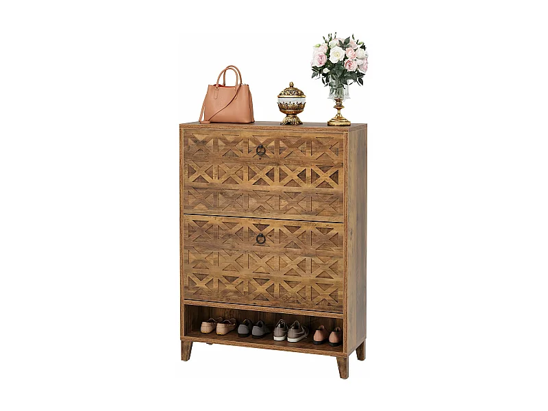 Meuble à chaussures avec 2 tiroirs à rabat, meuble de rangement, 20 paires d'armoires , 80x24x110 cm