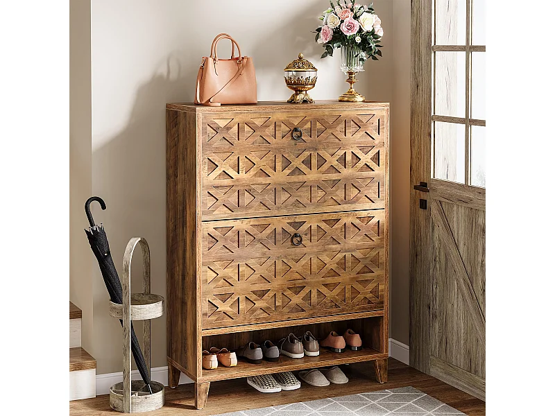 Móvel para sapatos com 2 gavetas corrediças, móvel de armazenamento, para 20 pares de sapatos, 80x24x110 cm