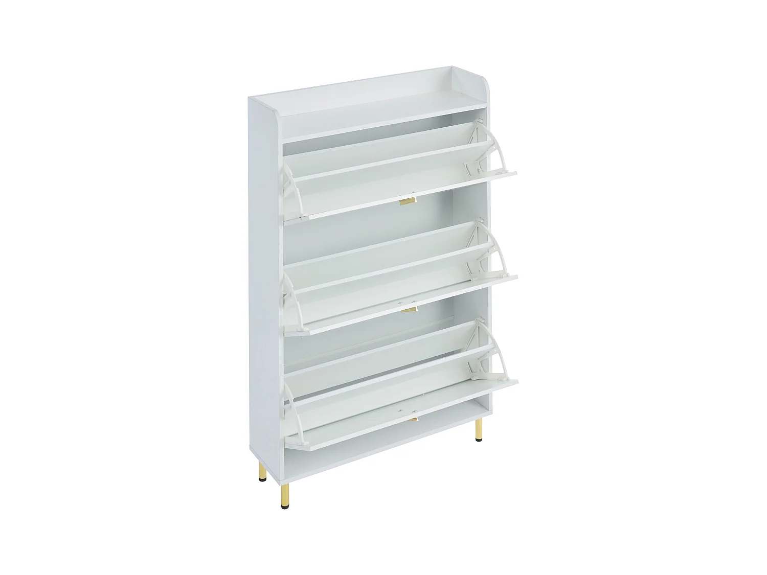 Meuble à chaussures à 3 portes - 80 x 23 x 123.5 cm - étagère réglable avec 6 compcompartiments - MDF - blanc