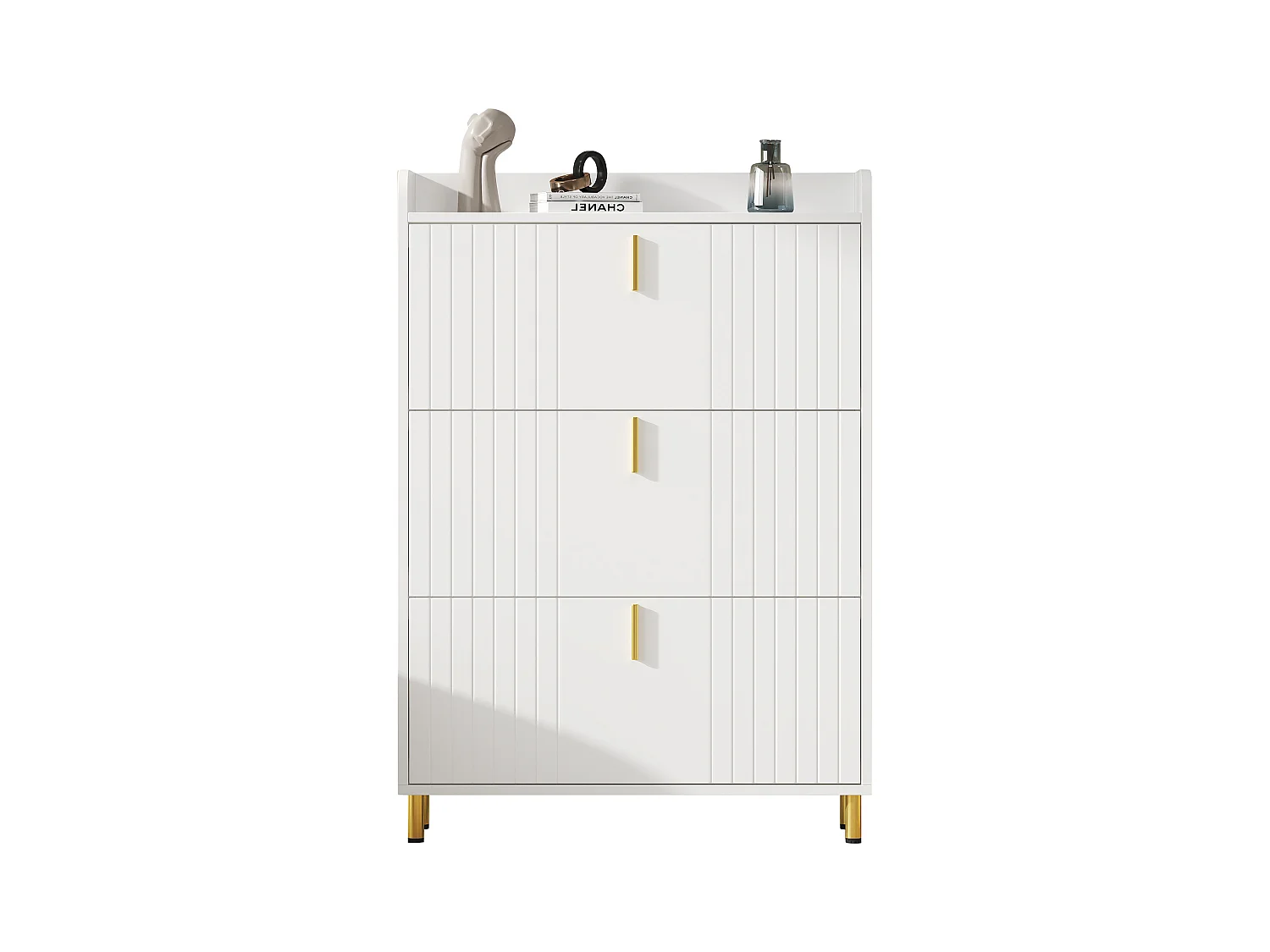 Meuble à chaussures à 3 portes - 80 x 23 x 123.5 cm - étagère réglable avec 6 compcompartiments - MDF - blanc
