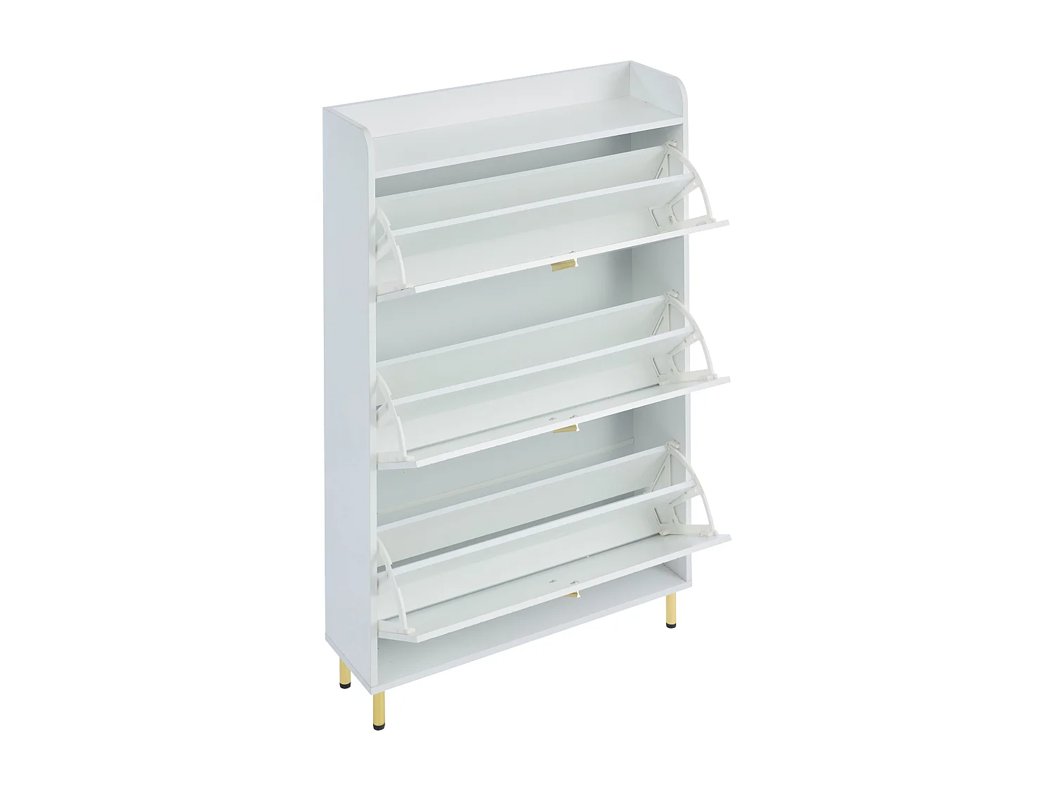 Meuble à chaussures à 3 portes - 80 x 23 x 123.5 cm - étagère réglable avec 6 compcompartiments - MDF - blanc