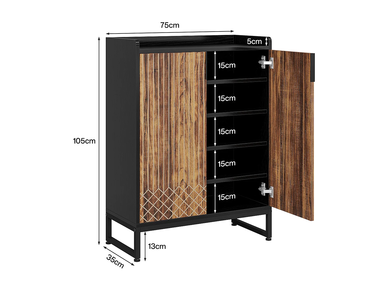 25 Paires de placards à Chaussures, Armoire Etagere Grande Capacité avec Cadre en Noir pour Entree