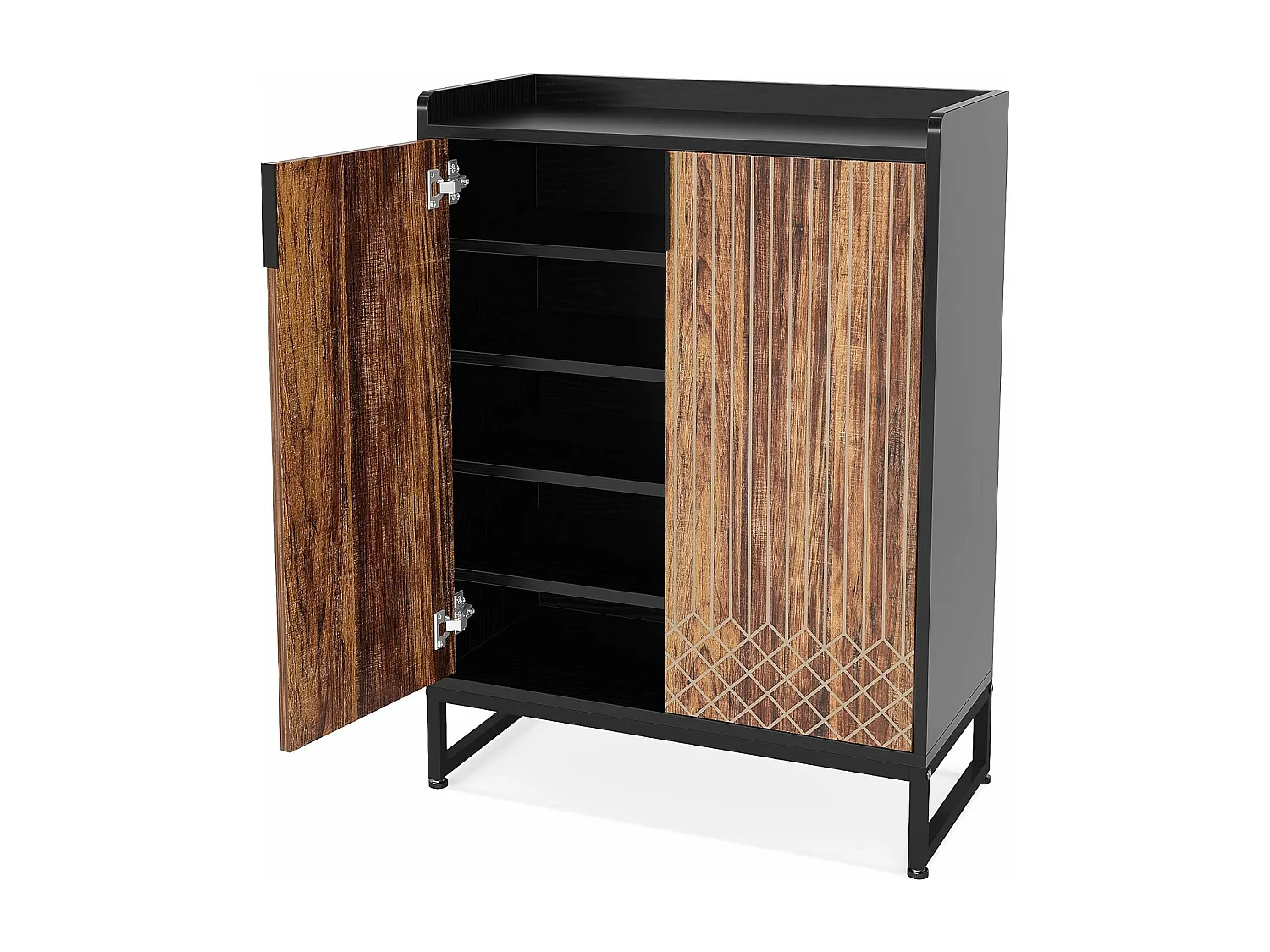 25 Paires de placards à Chaussures, Armoire Etagere Grande Capacité avec Cadre en Noir pour Entree