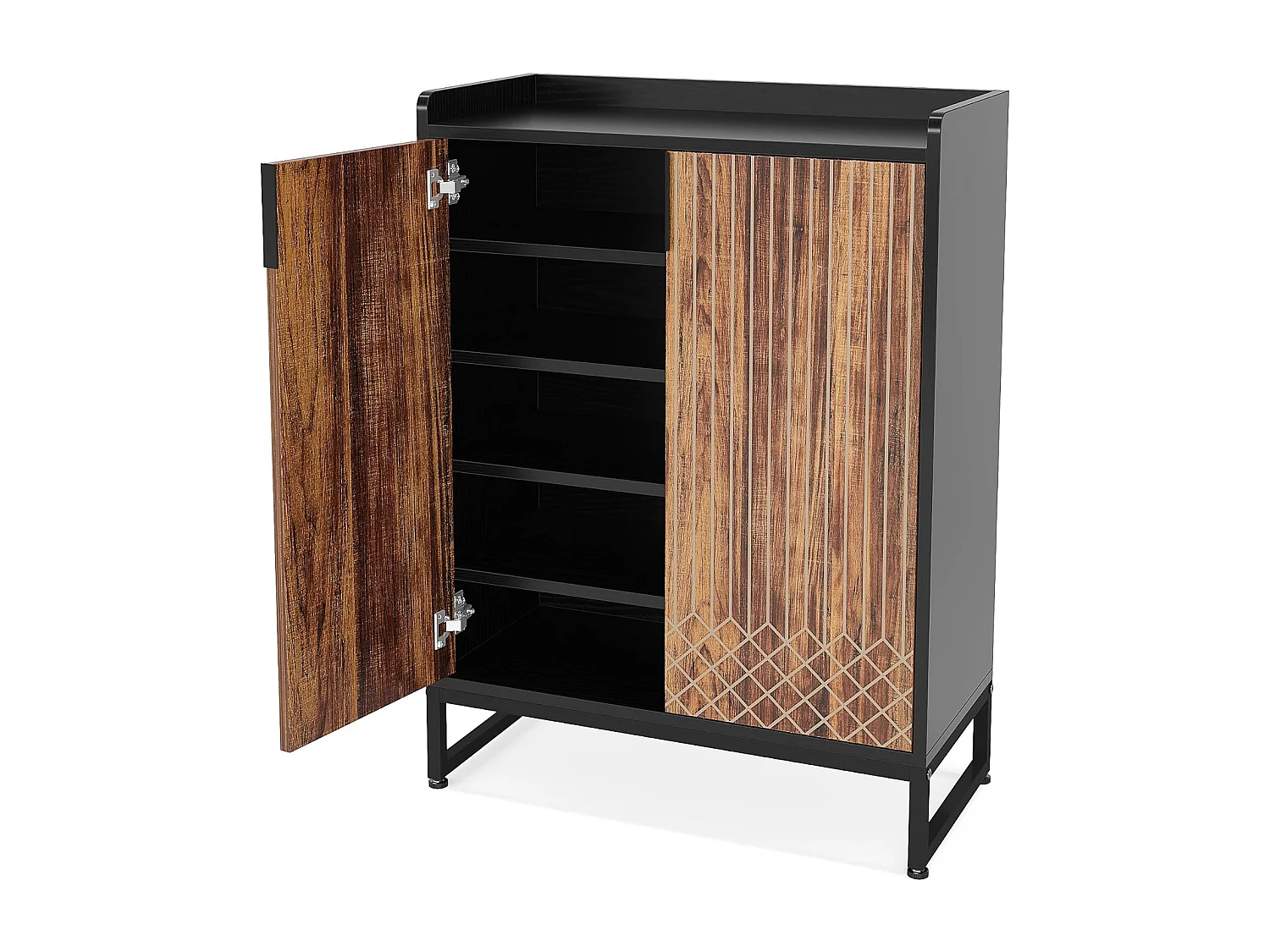 25 Paires de placards à Chaussures, Armoire Etagere Grande Capacité avec Cadre en Noir pour Entree