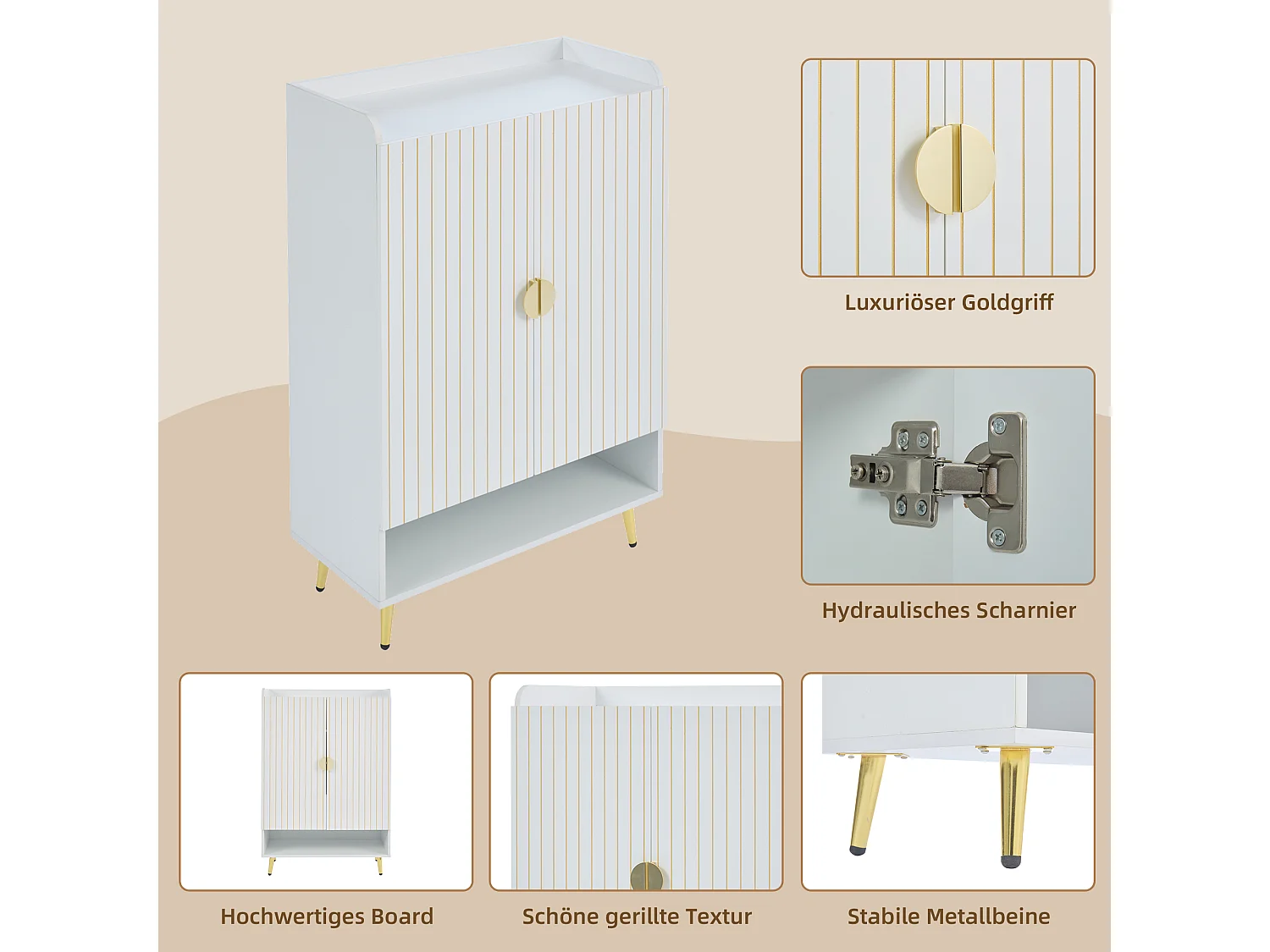 Meuble à chaussures moderne à 2 portes - 75 x 110 x 37 cm - étagère à 3 niveaux + tiroir inférieur ouvert - MDF - Blanc