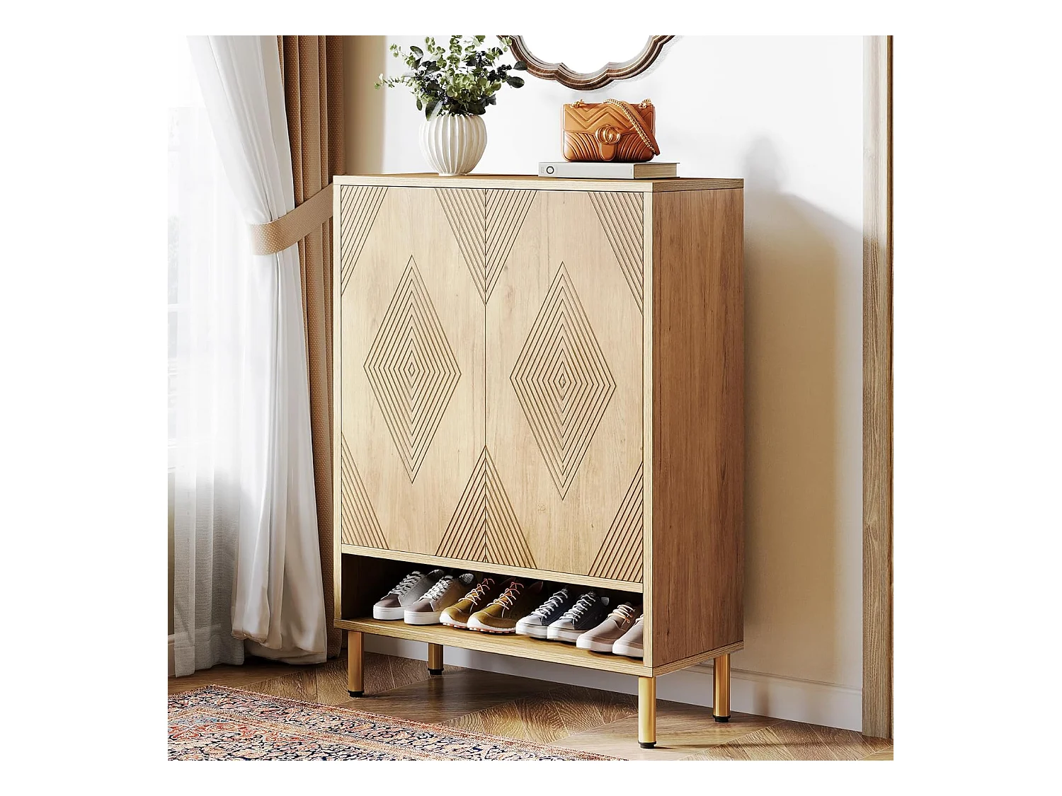 Szafka na buty z 2 drzwiami, 73 x 35 x 115 cm, 6 półek na 25 par butów