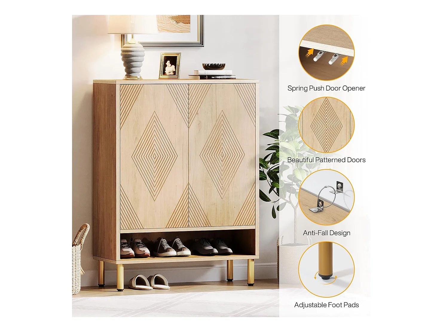 Szafka na buty z 2 drzwiami, 73 x 35 x 115 cm, 6 półek na 25 par butów