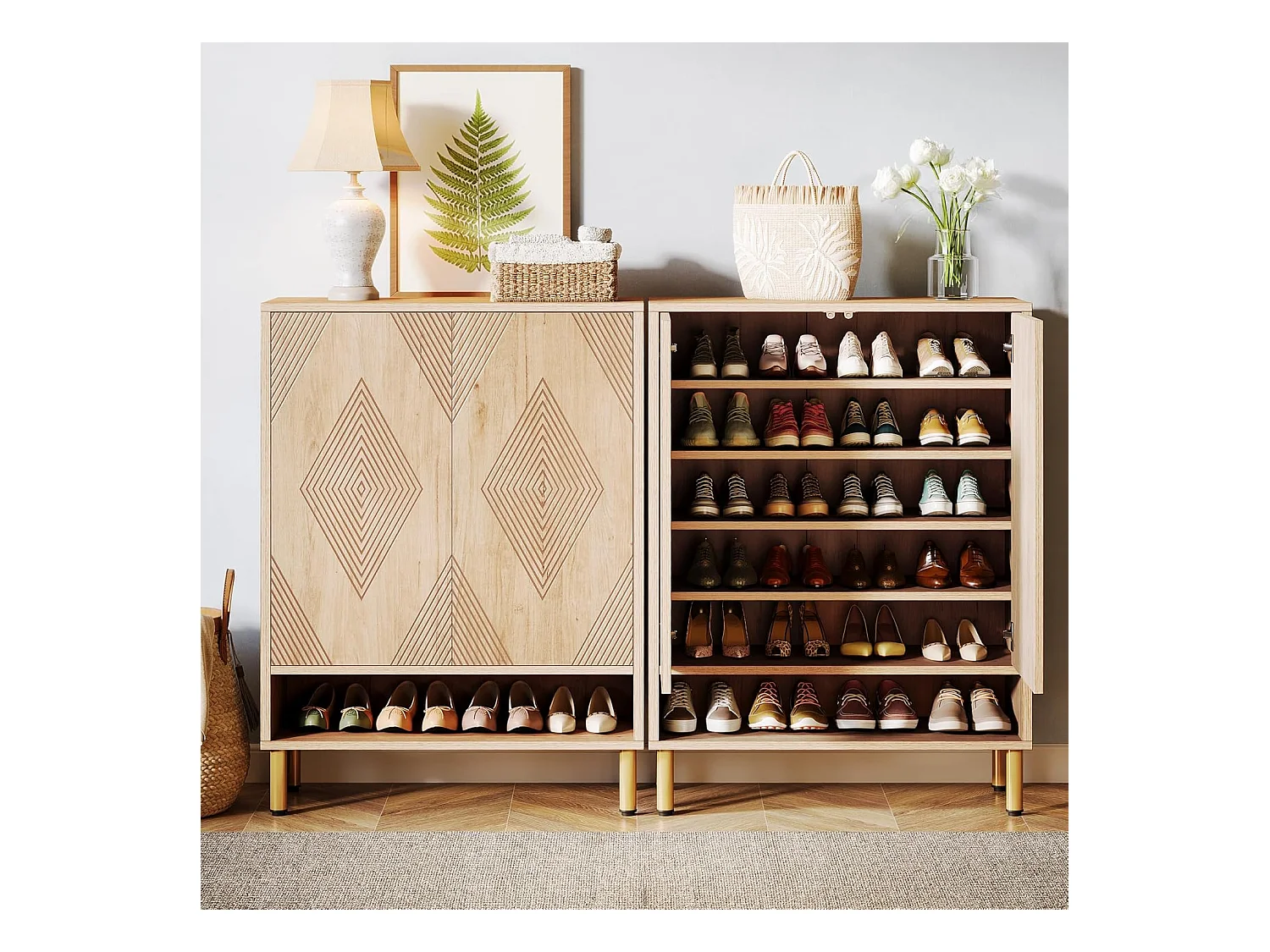 Szafka na buty z 2 drzwiami, 73 x 35 x 115 cm, 6 półek na 25 par butów