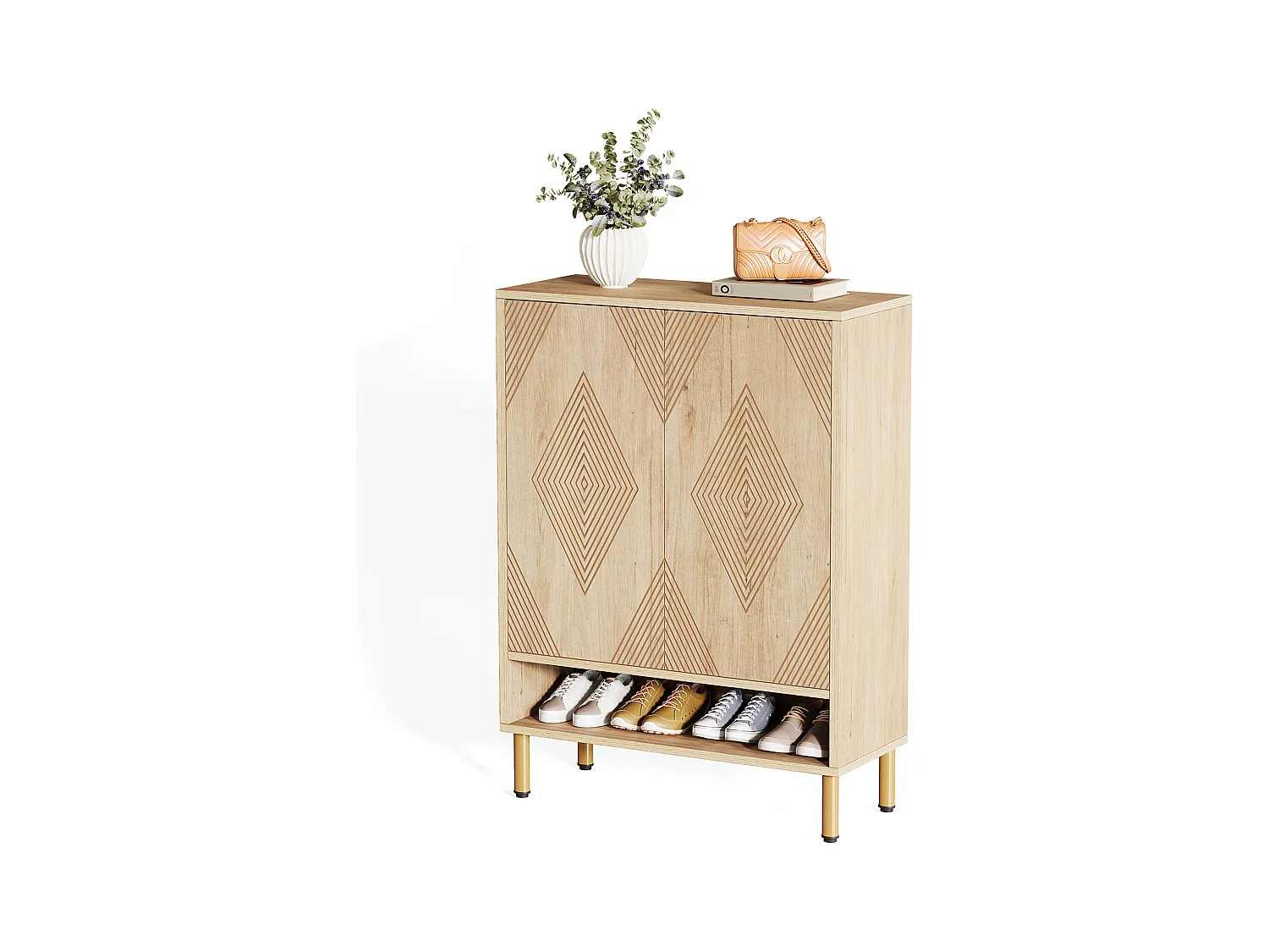 Armoire à chaussures avec 2 portes, 73 x 35 x 115 cm, 6 étages pour 25 paires de chaussures