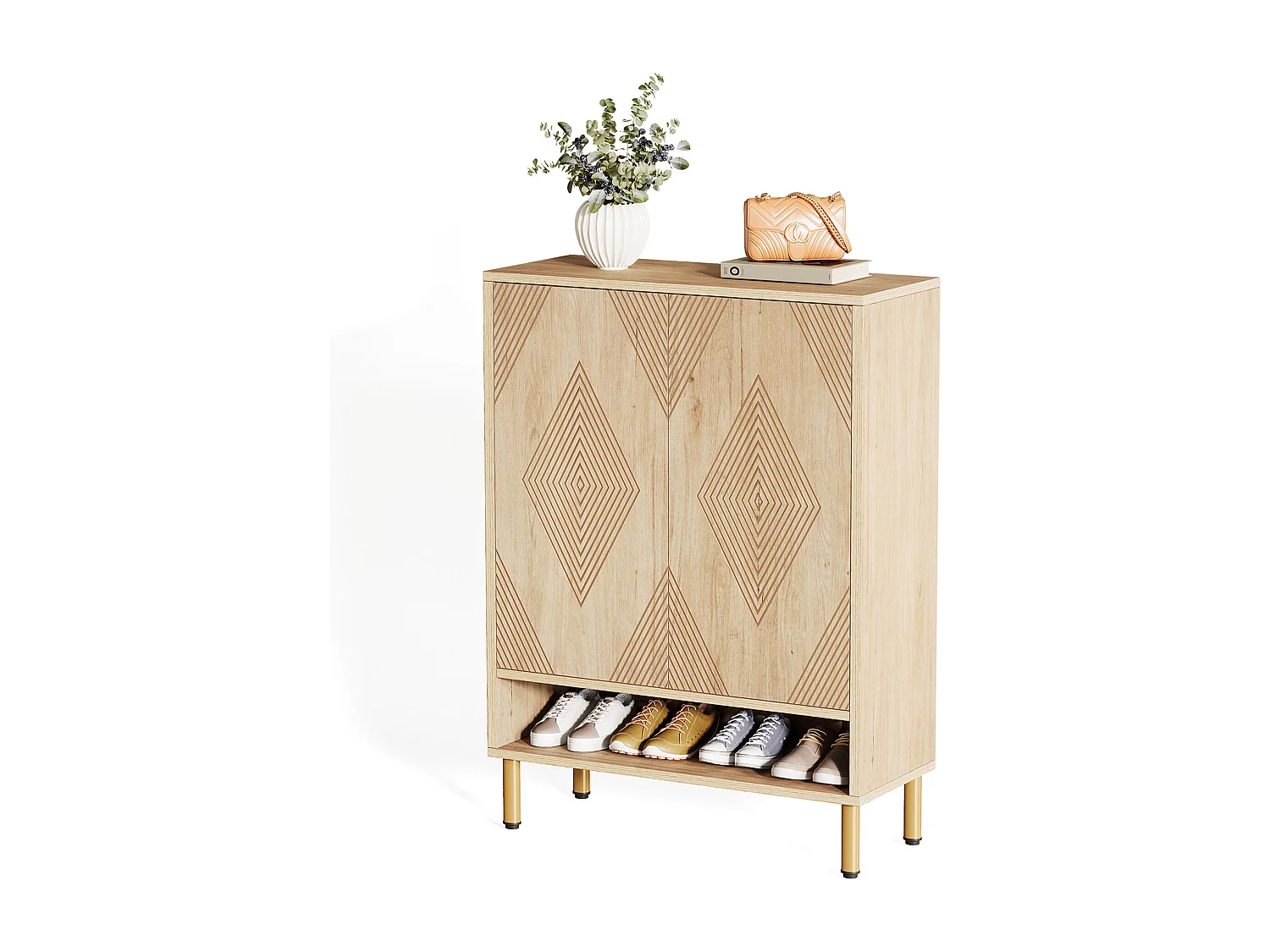 Armoire à chaussures avec 2 portes, 73 x 35 x 115 cm, 6 étages pour 25 paires de chaussures