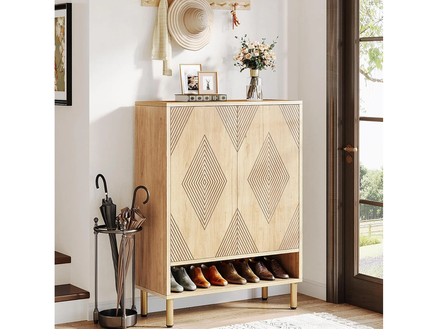 Armoire à chaussures avec 2 portes, 73 x 35 x 115 cm, 6 étages pour 25 paires de chaussures