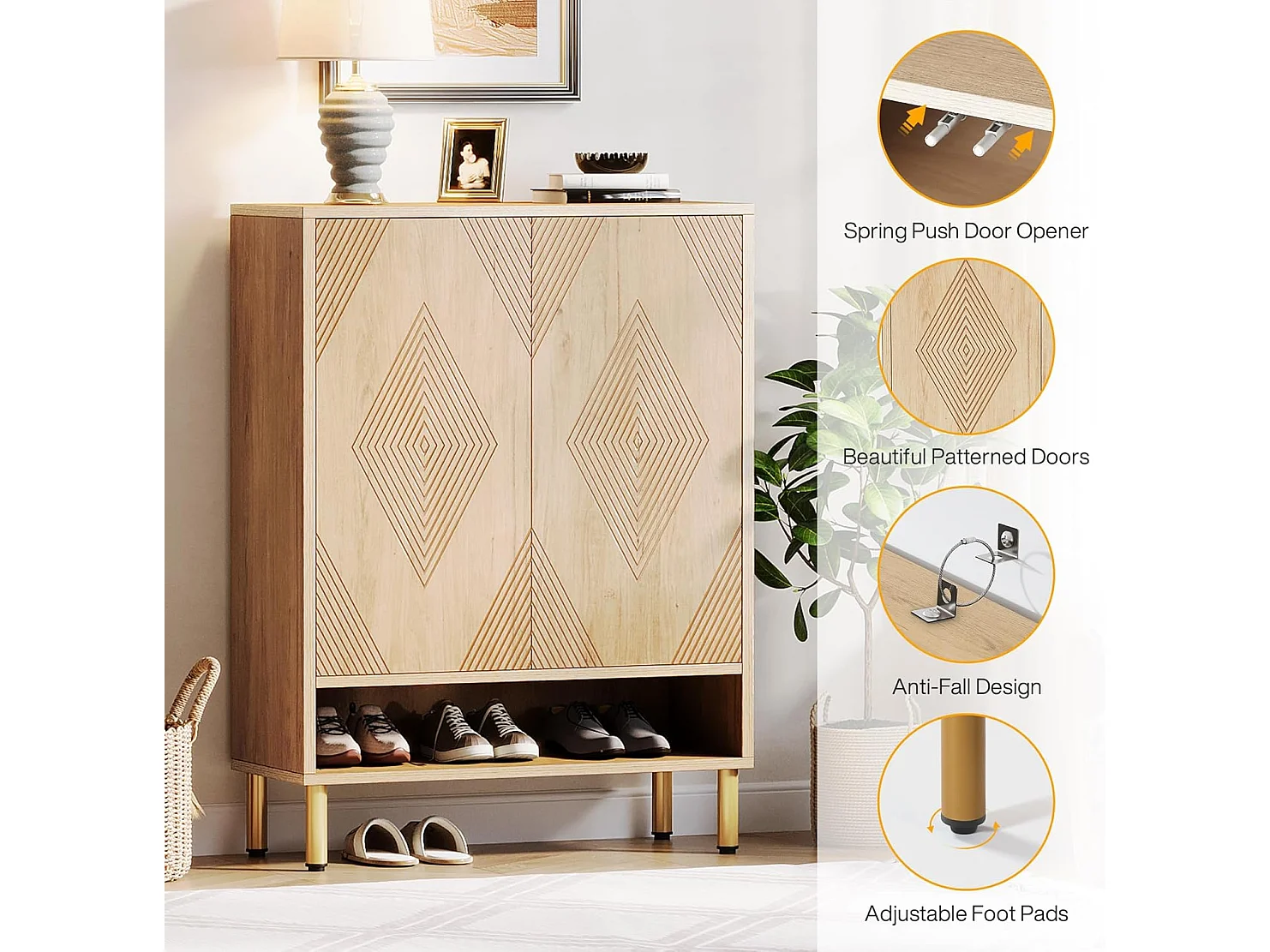 Armoire à chaussures avec 2 portes, 73 x 35 x 115 cm, 6 étages pour 25 paires de chaussures