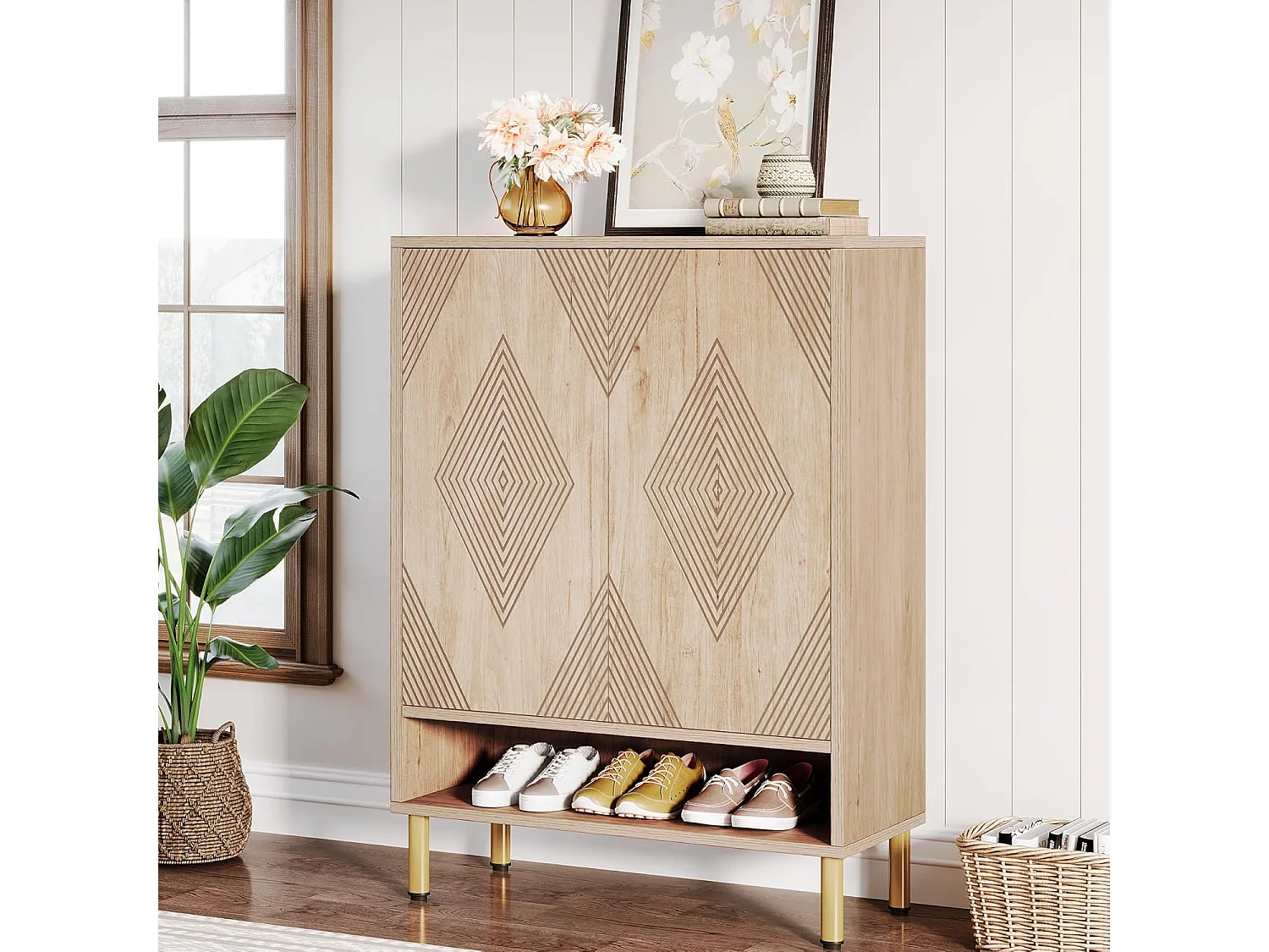 Armoire à chaussures avec 2 portes, 73 x 35 x 115 cm, 6 étages pour 25 paires de chaussures