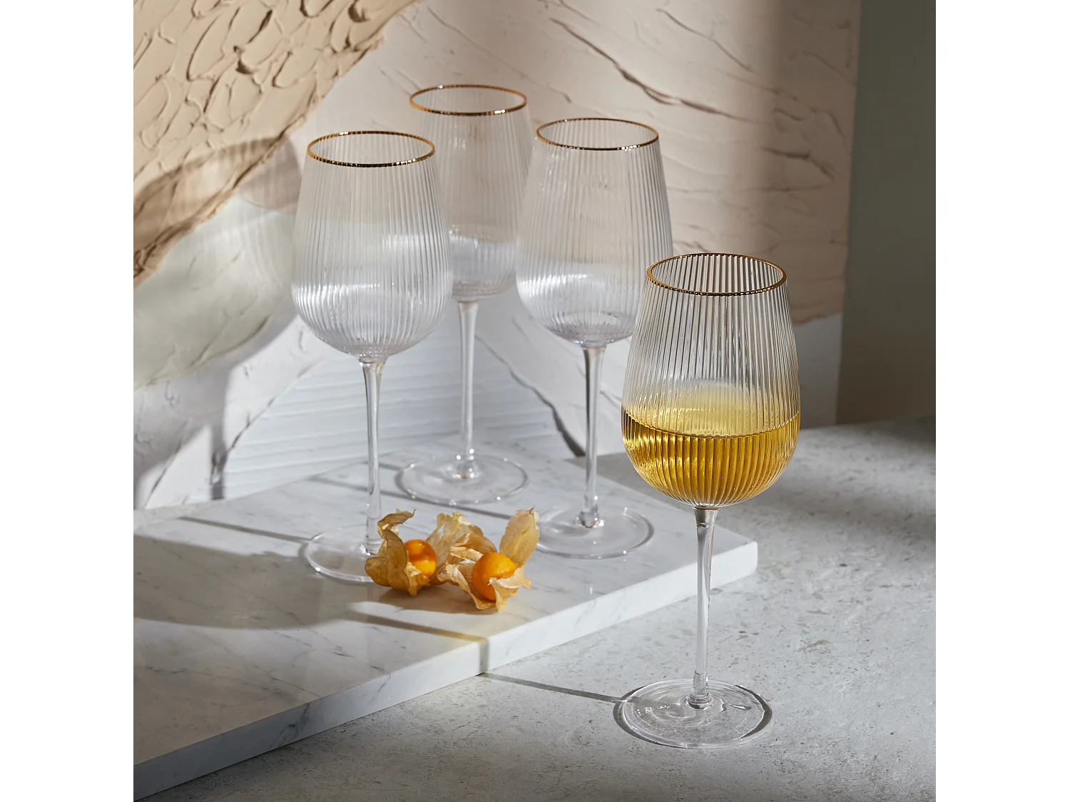 Ensemble De Verres À Vin Vanesa Or Moyen 24.5x8.5