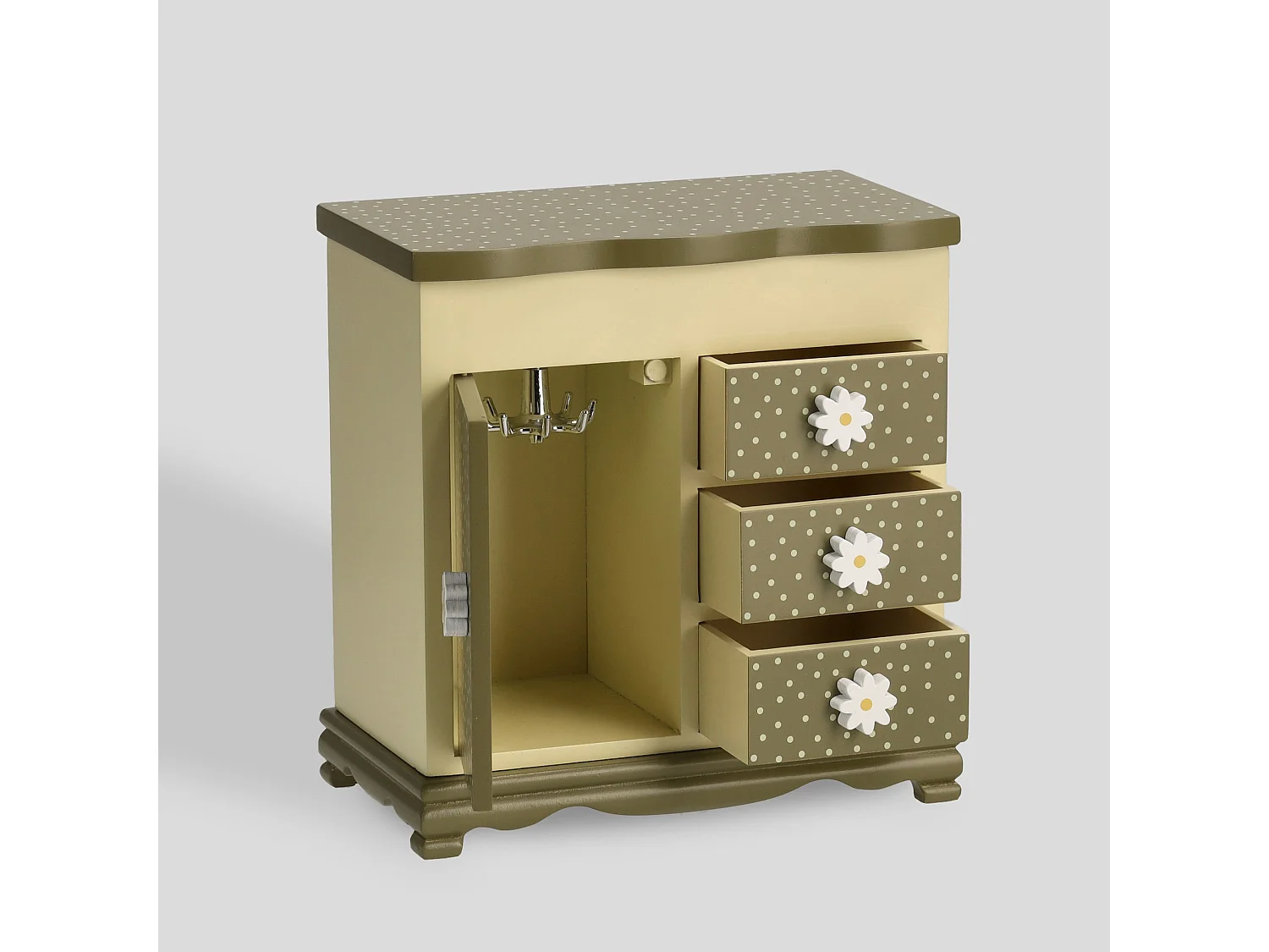 Boîte À Bijoux Flowersi Vert Moyen 19 x 10 x 18