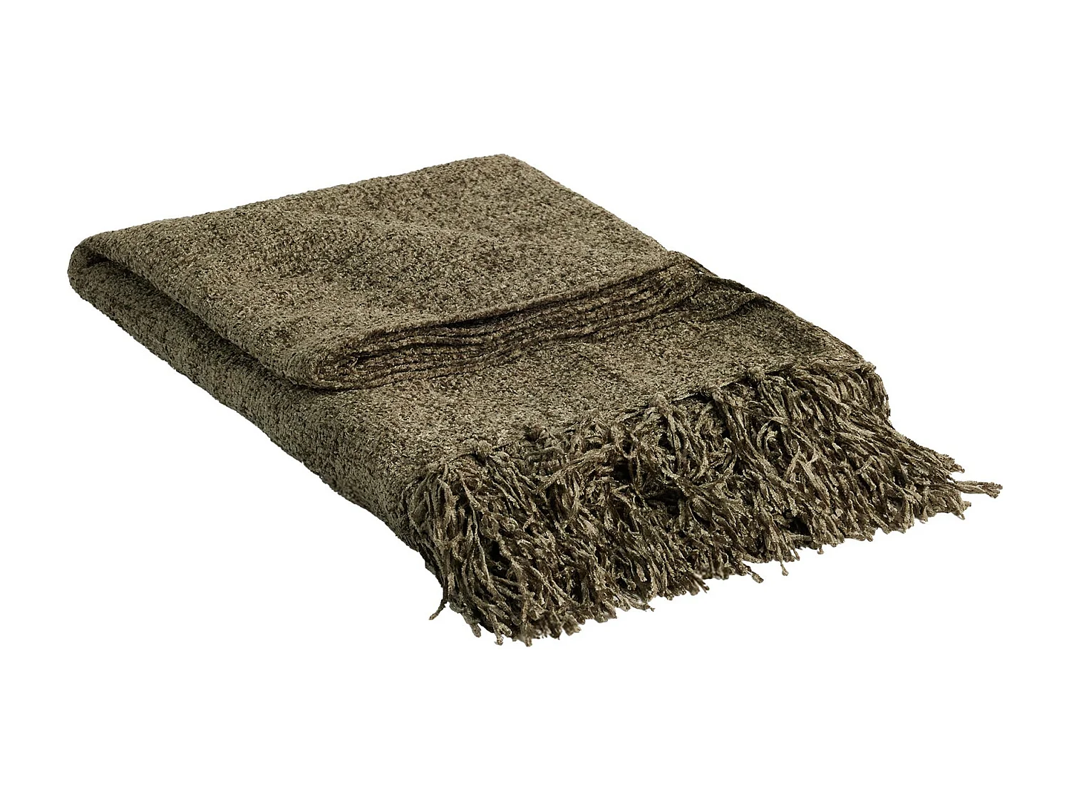 Couverture Uni Vert Foncé Microfibre 130x170 avec Pompons