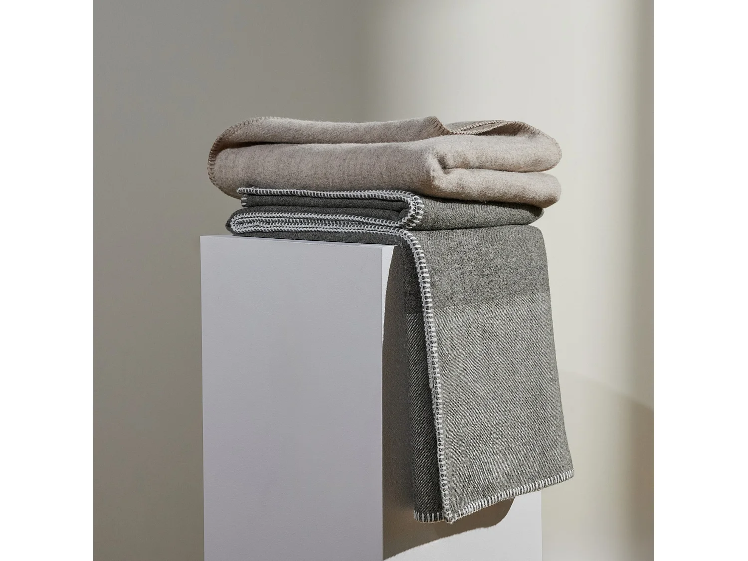 Wolldecke Velti 130x170 cm - Beigefarben, Waschbar