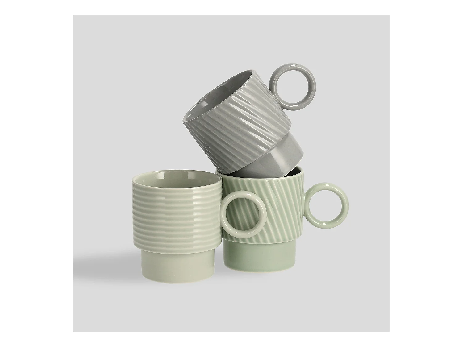 Ensemble De Tasses Corell Vert Moyen 10 x 14 x 9.4